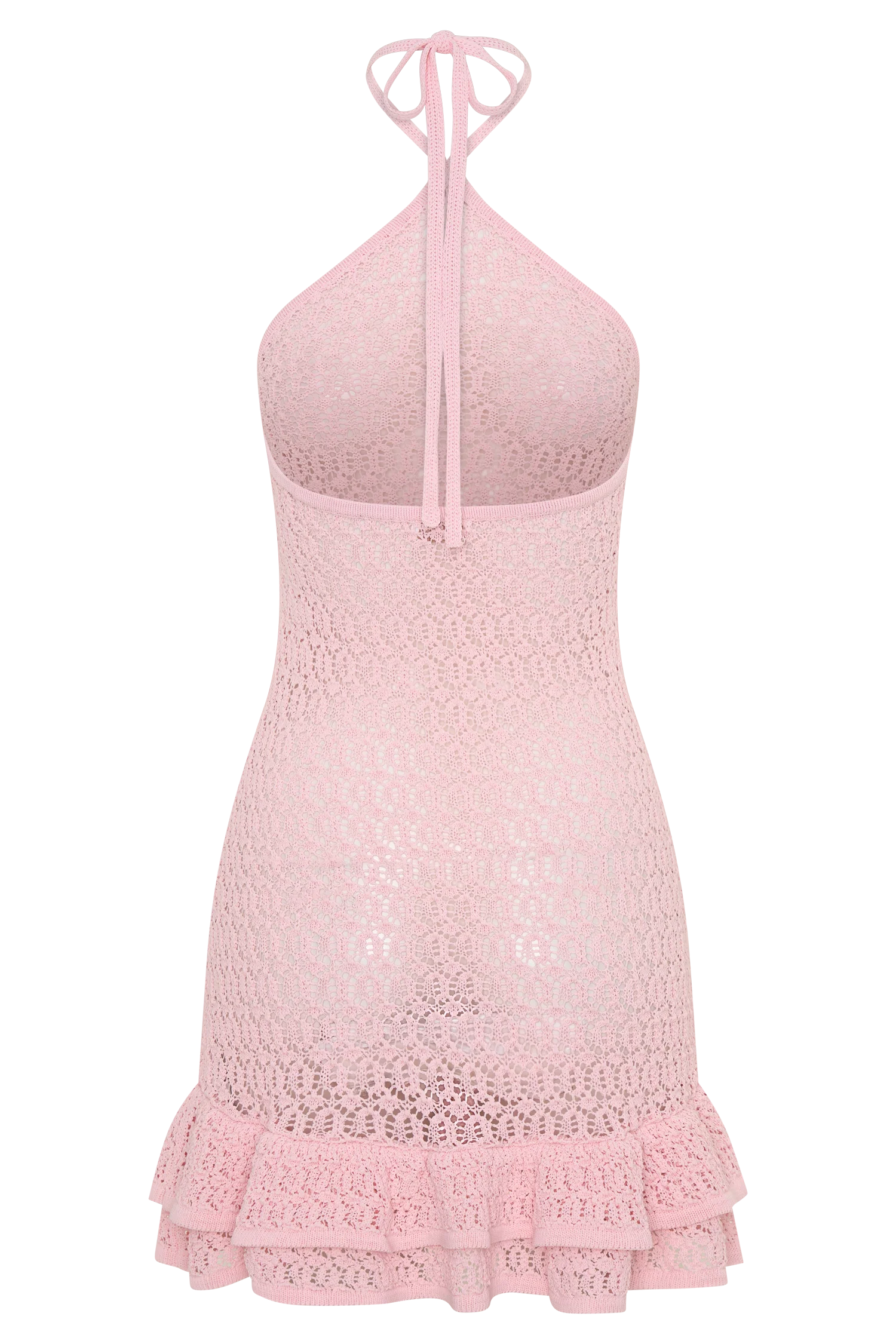 Carrisa Crochet Knit Mini Dress - Baby Pink - Image 6