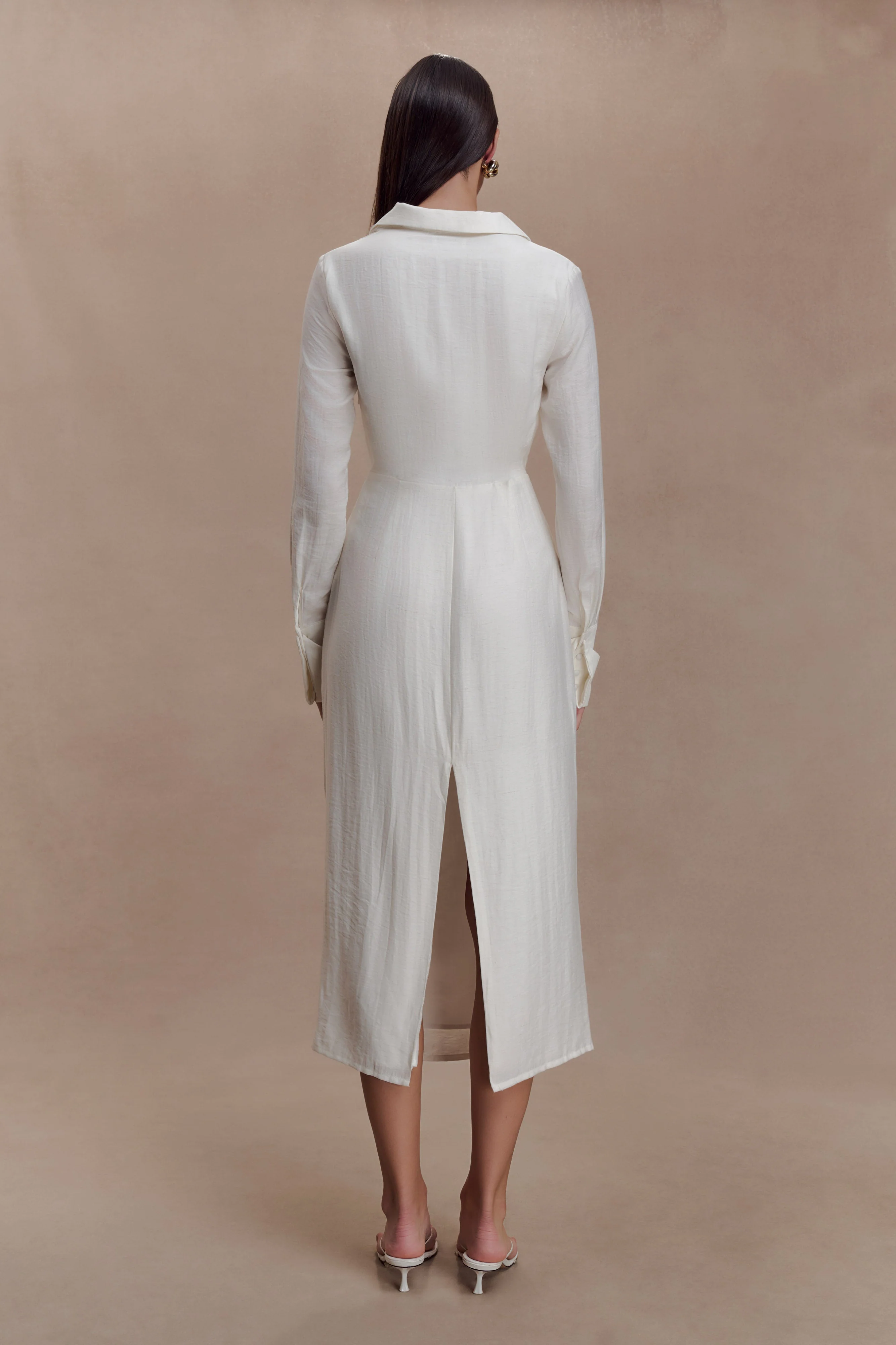 Cecilie Cut Out Shirt Midi Dress - White - Image 2