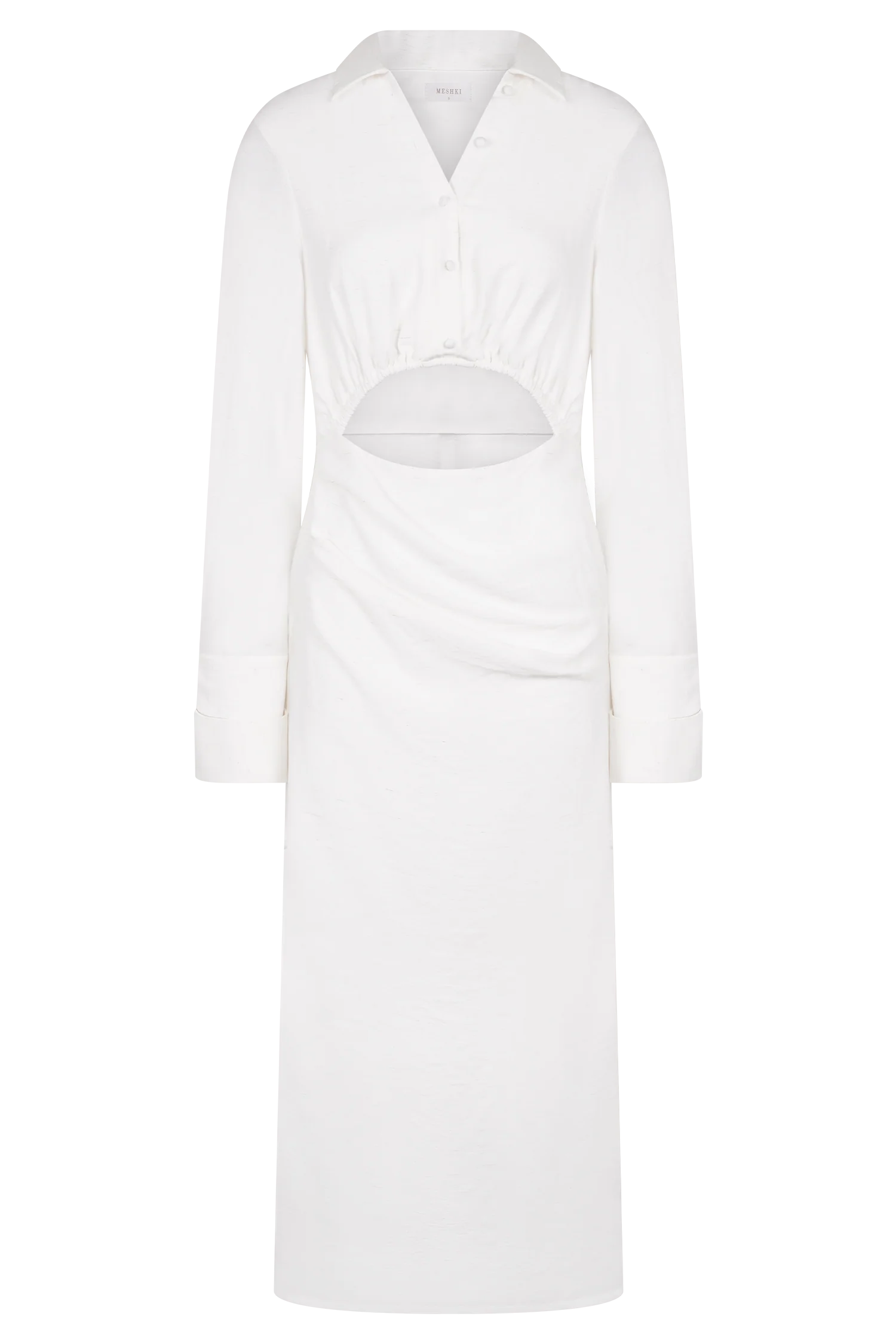 Cecilie Cut Out Shirt Midi Dress - White - Image 7