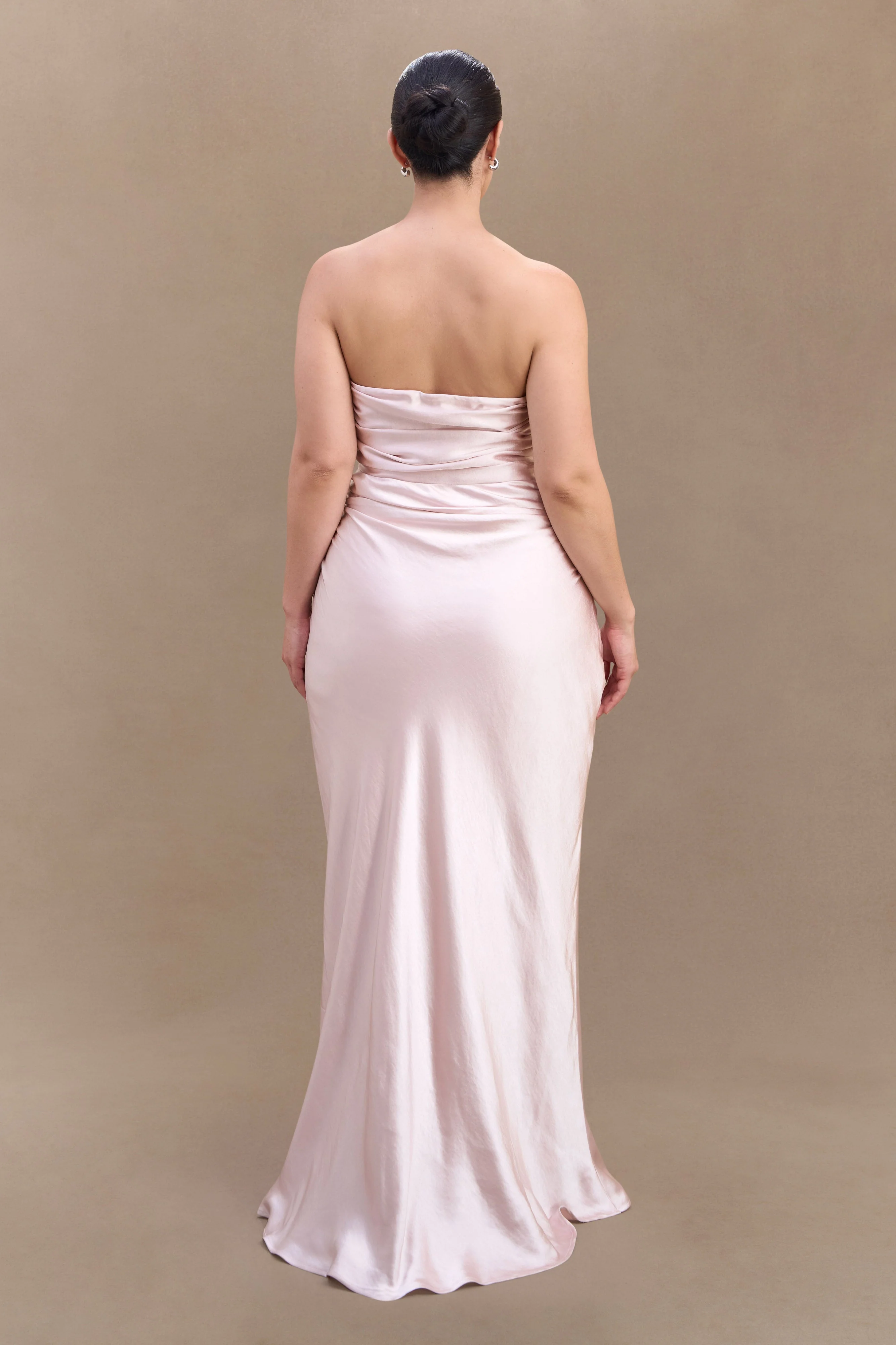 Cedar Strapless Satin Maxi Dress - Soft Pink - Image 6