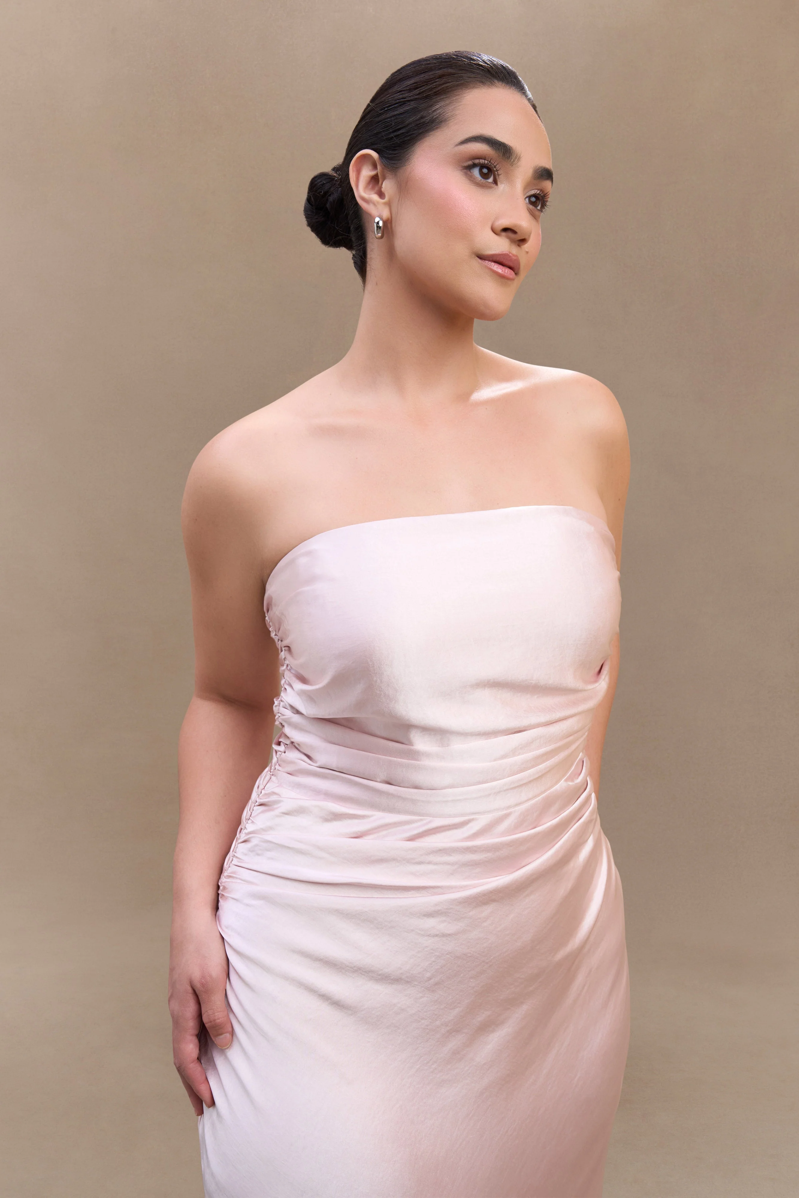 Cedar Strapless Satin Maxi Dress - Soft Pink - Image 8