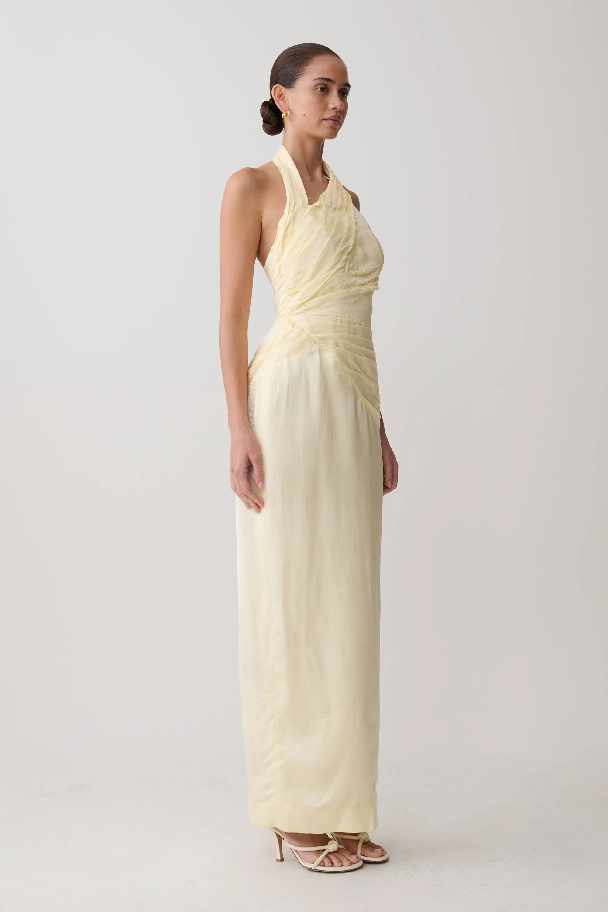 Chiara Halter Satin Maxi Dress - Buttermilk - Image 3