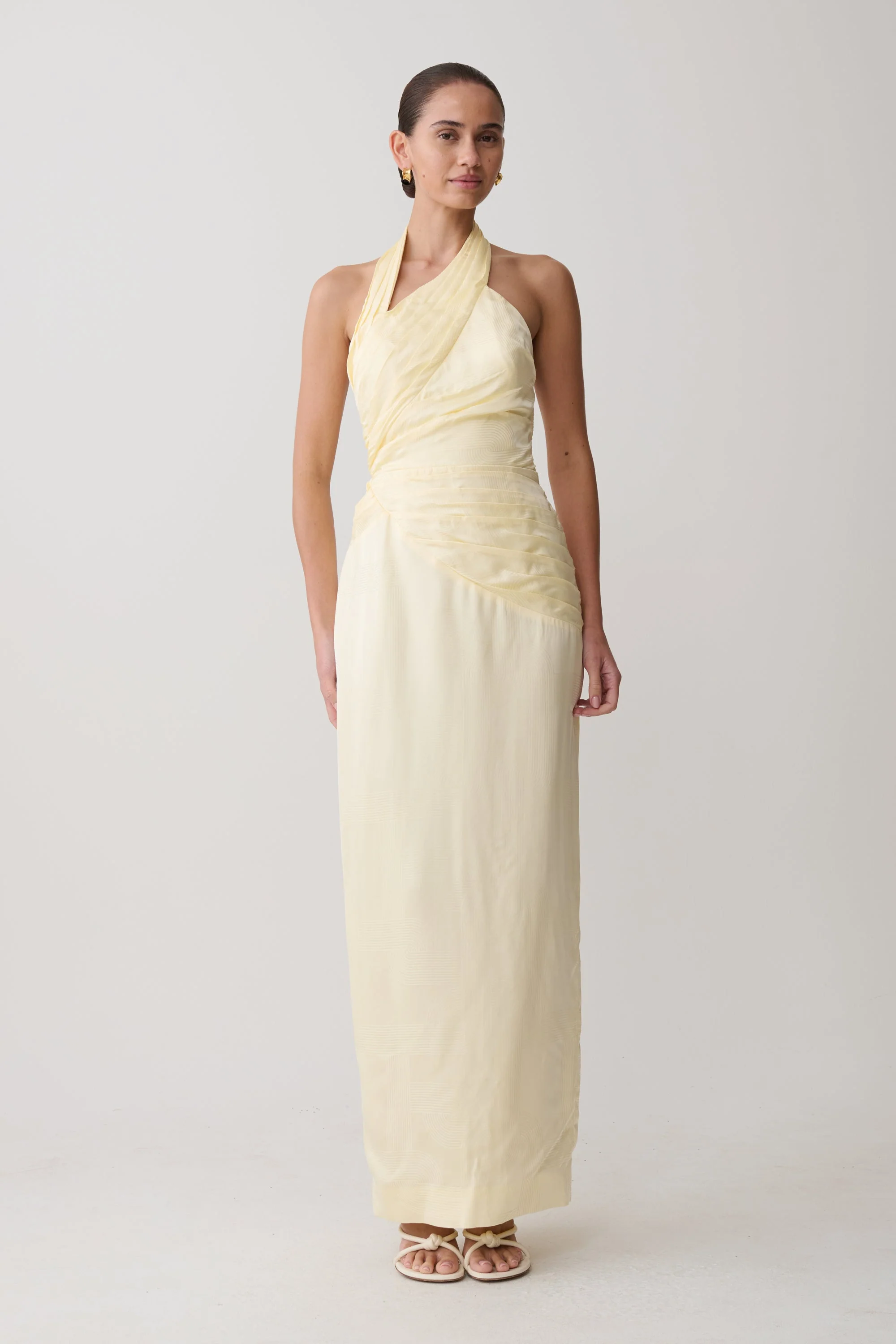 Chiara Halter Satin Maxi Dress - Buttermilk - Image 4