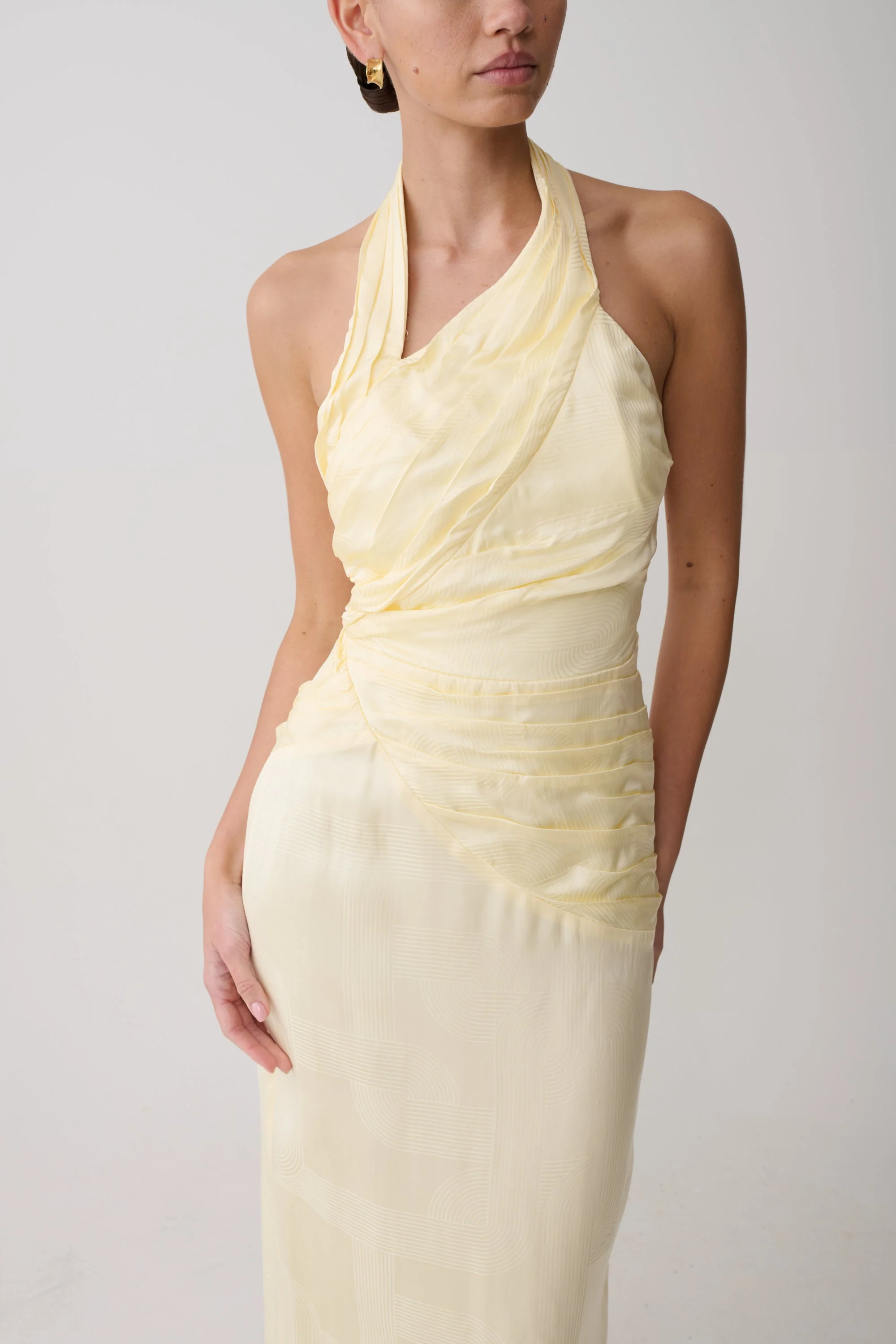 Chiara Halter Satin Maxi Dress - Buttermilk - Image 6