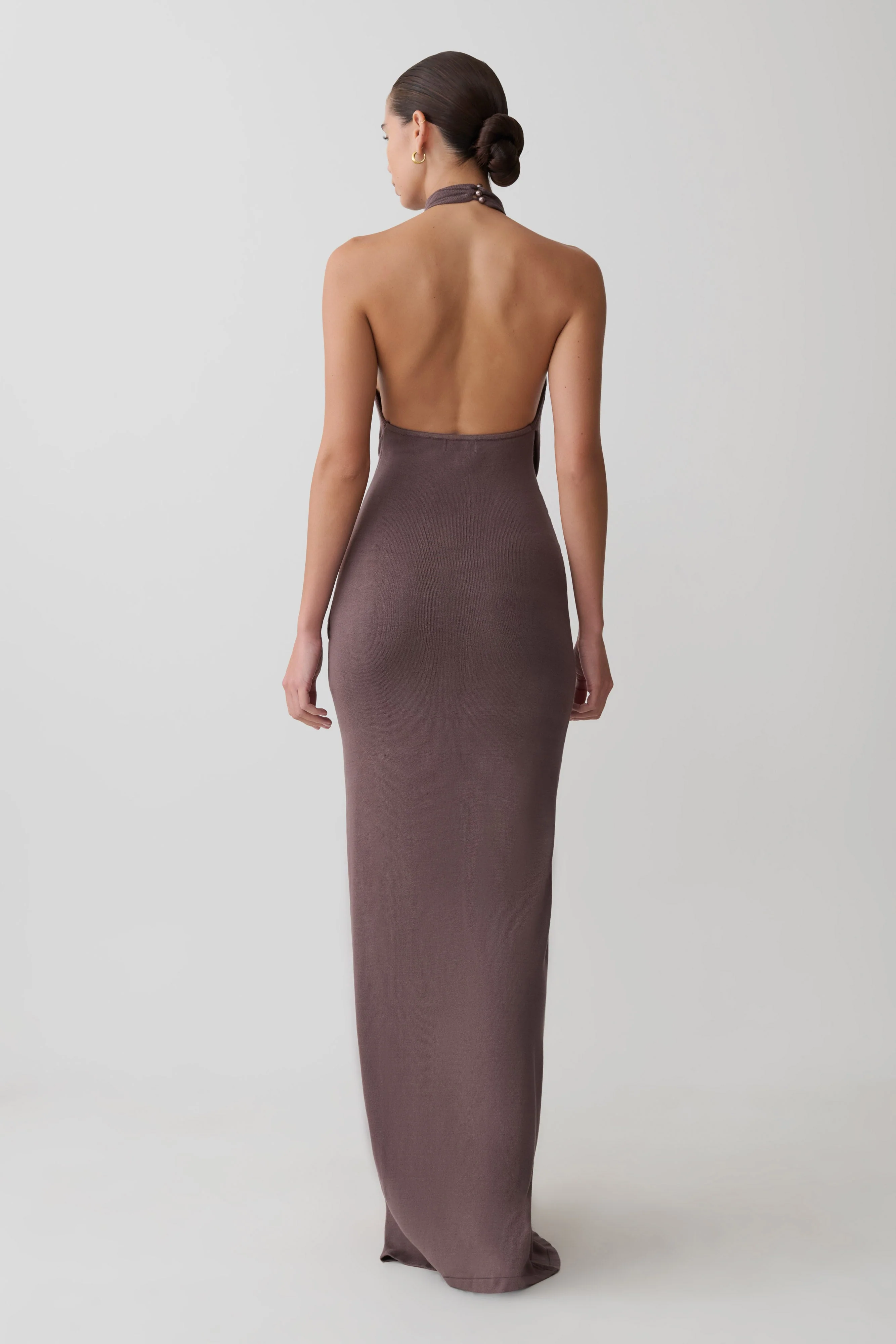 Cindylou Halter Knit Maxi Dress - Peppercorn - Image 3
