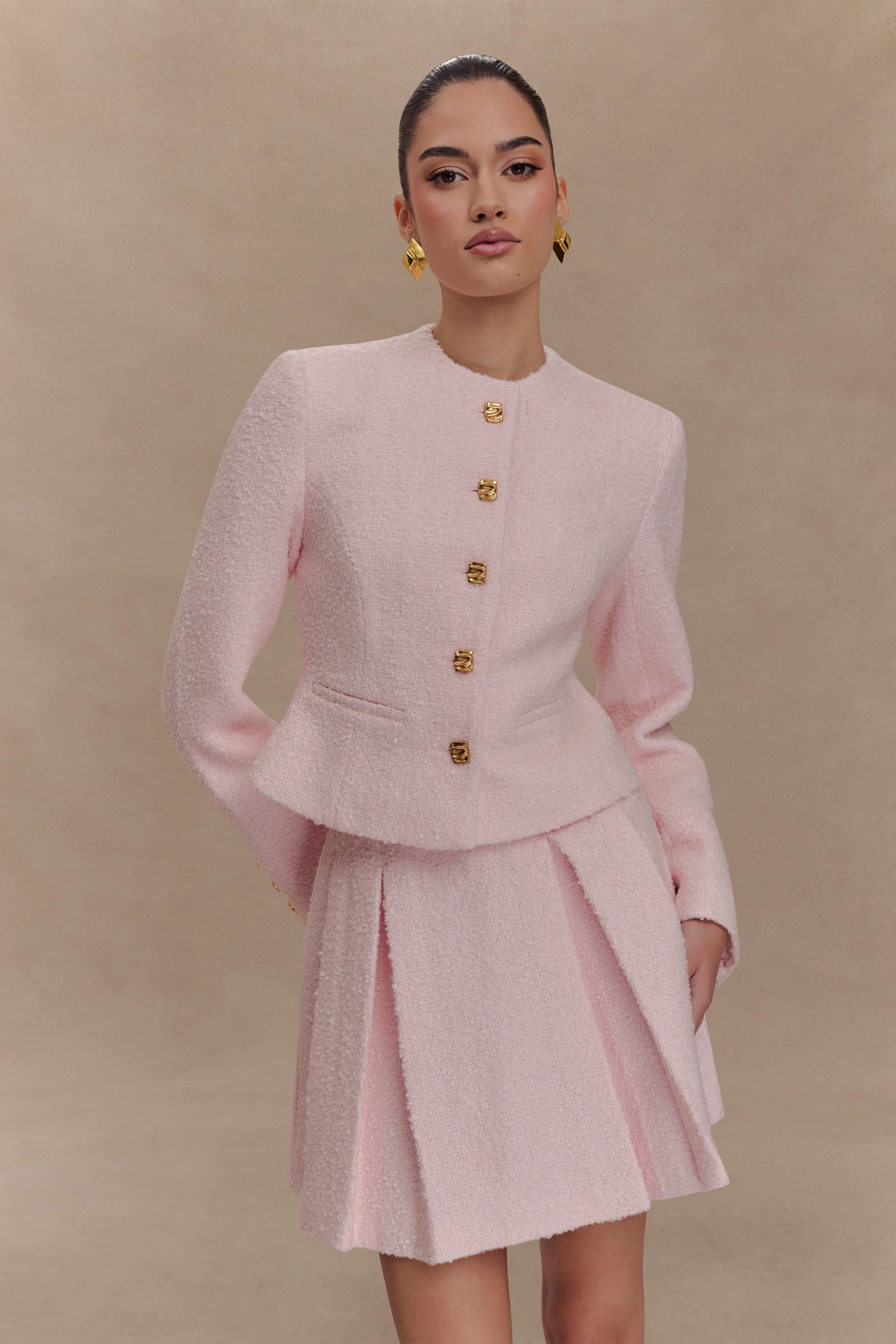 Cleo Boucle Mini Skirt - Powder Pink