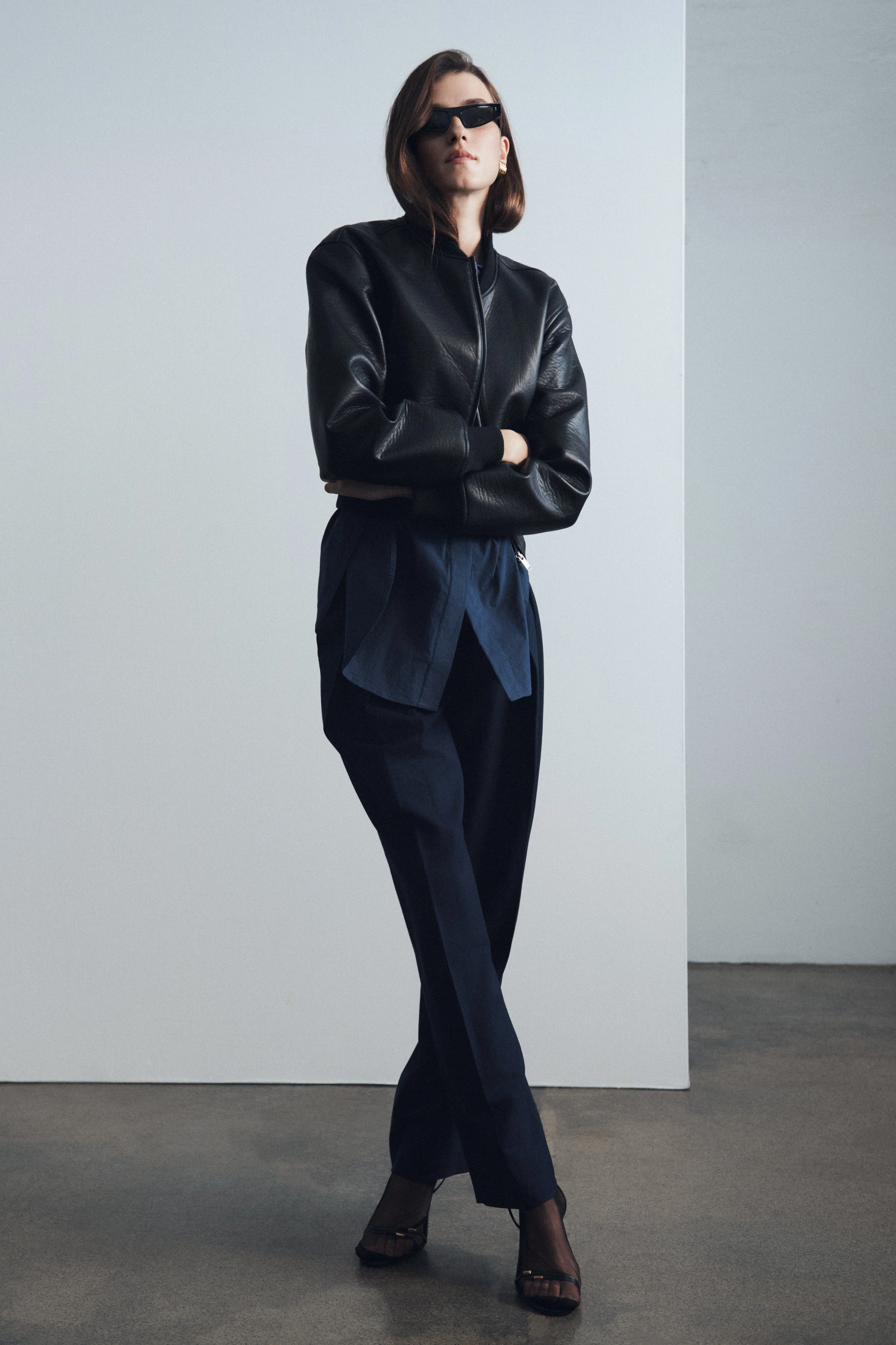 Codi Faux Leather Bomber Jacket - Black - Image 2