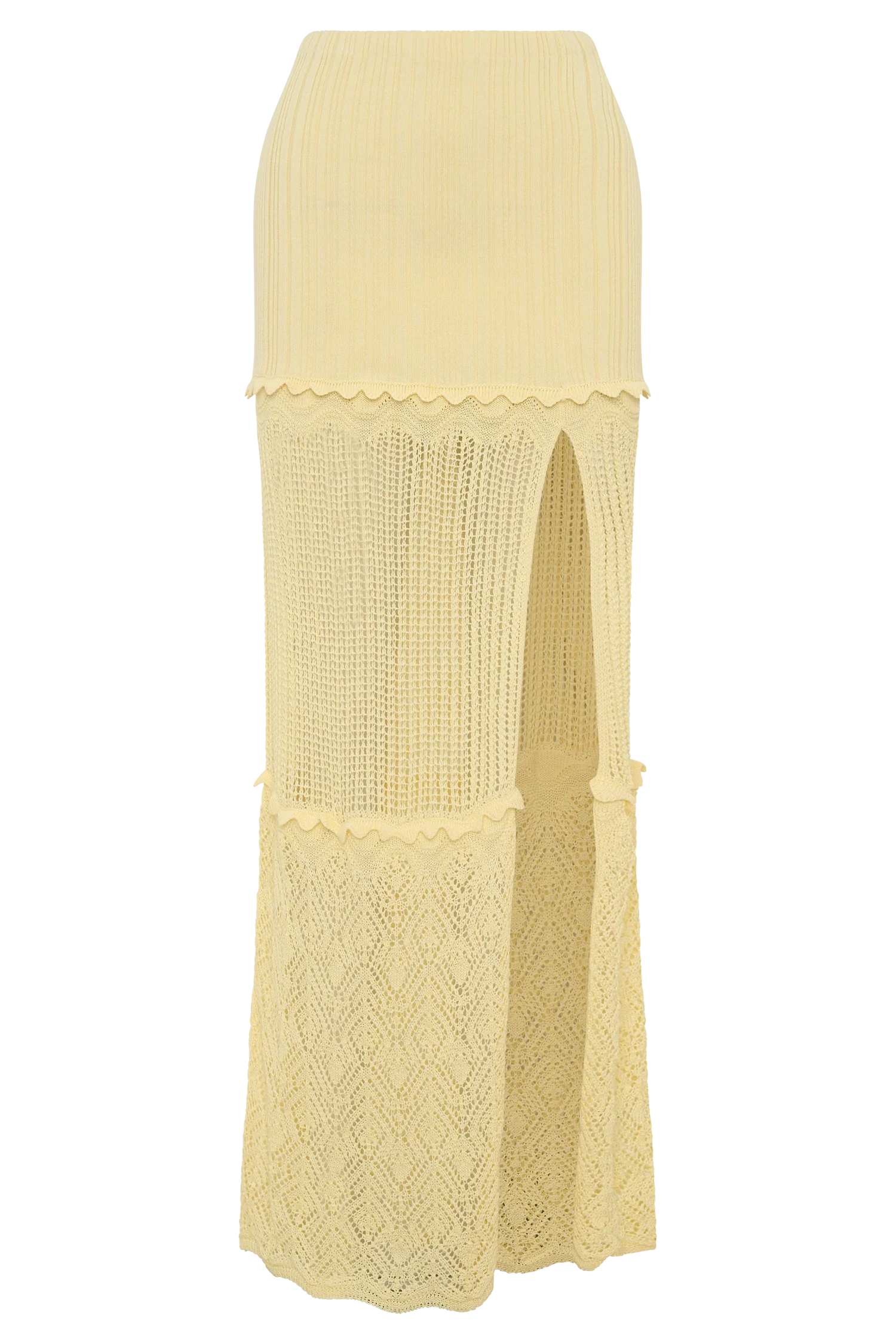 Coleene Pointelle Knit Maxi Skirt - Lemon - Image 9