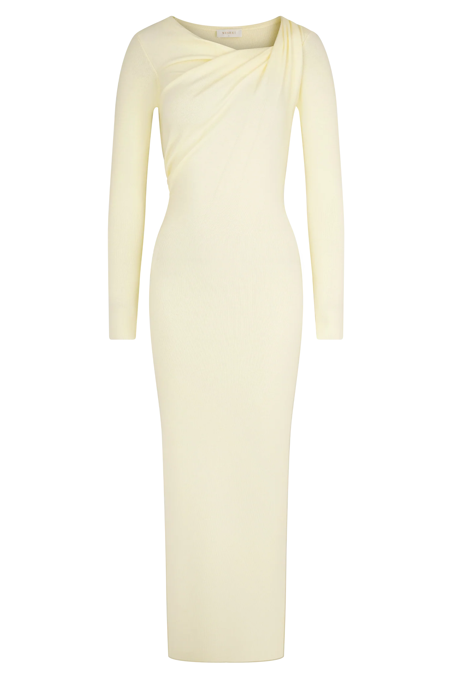 Culver Draped Twist Knit Midi Dress - Cream - Image 9