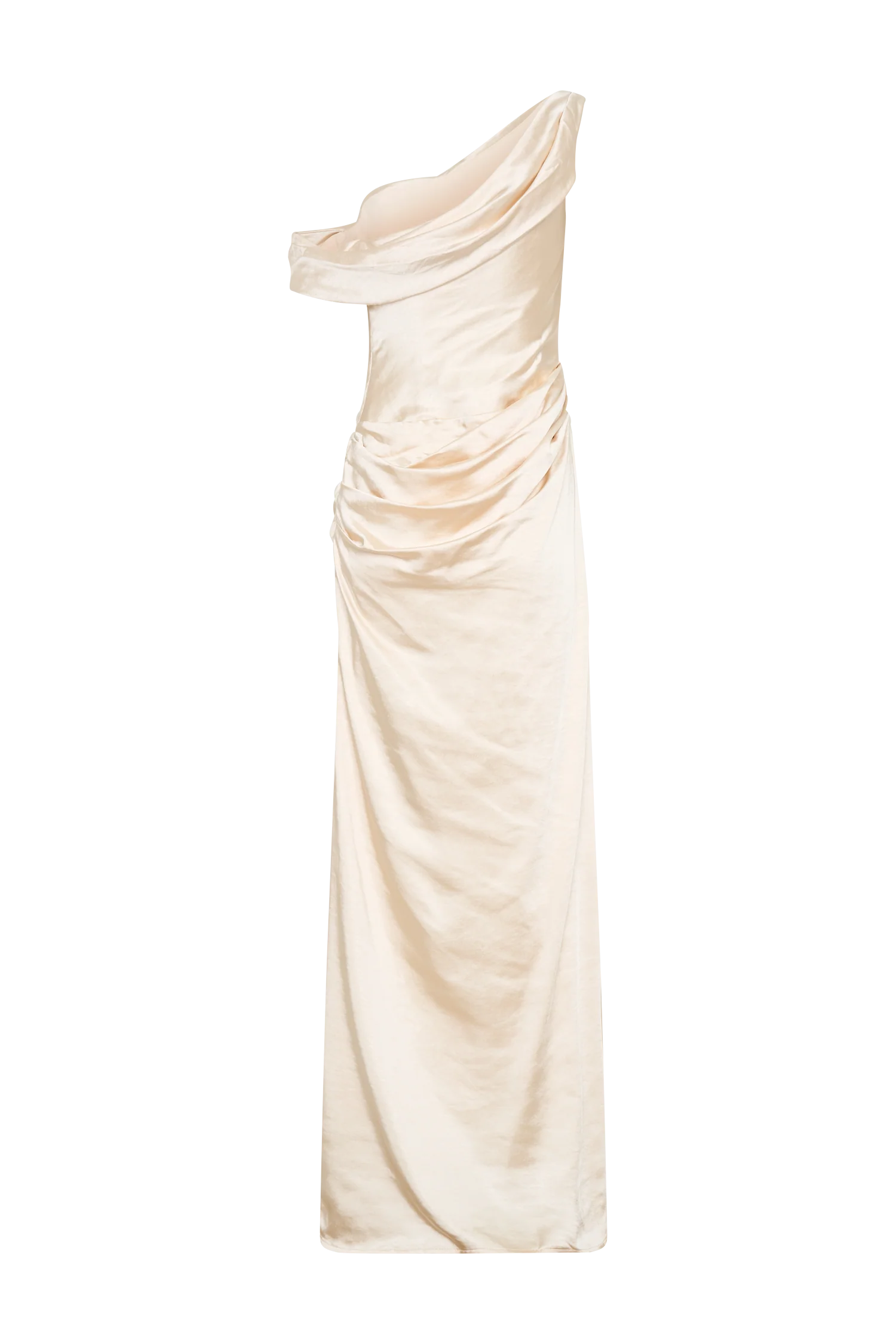 Dalia Off Shoulder Satin Maxi Dress - Blush Gold - Image 10