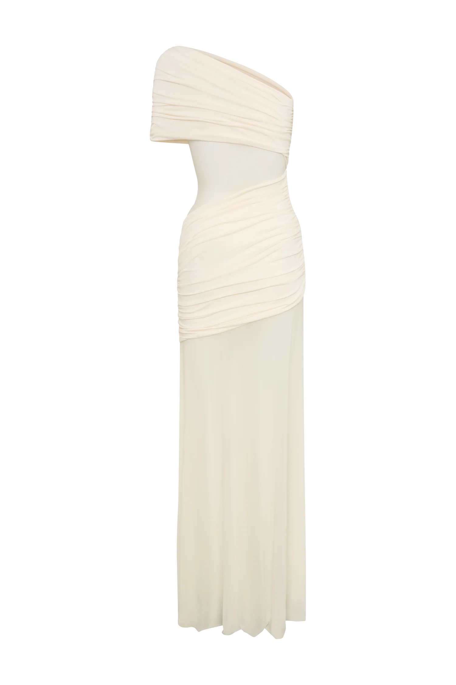 Dallas One Shoulder Mesh Maxi Dress - Ivory - Image 10