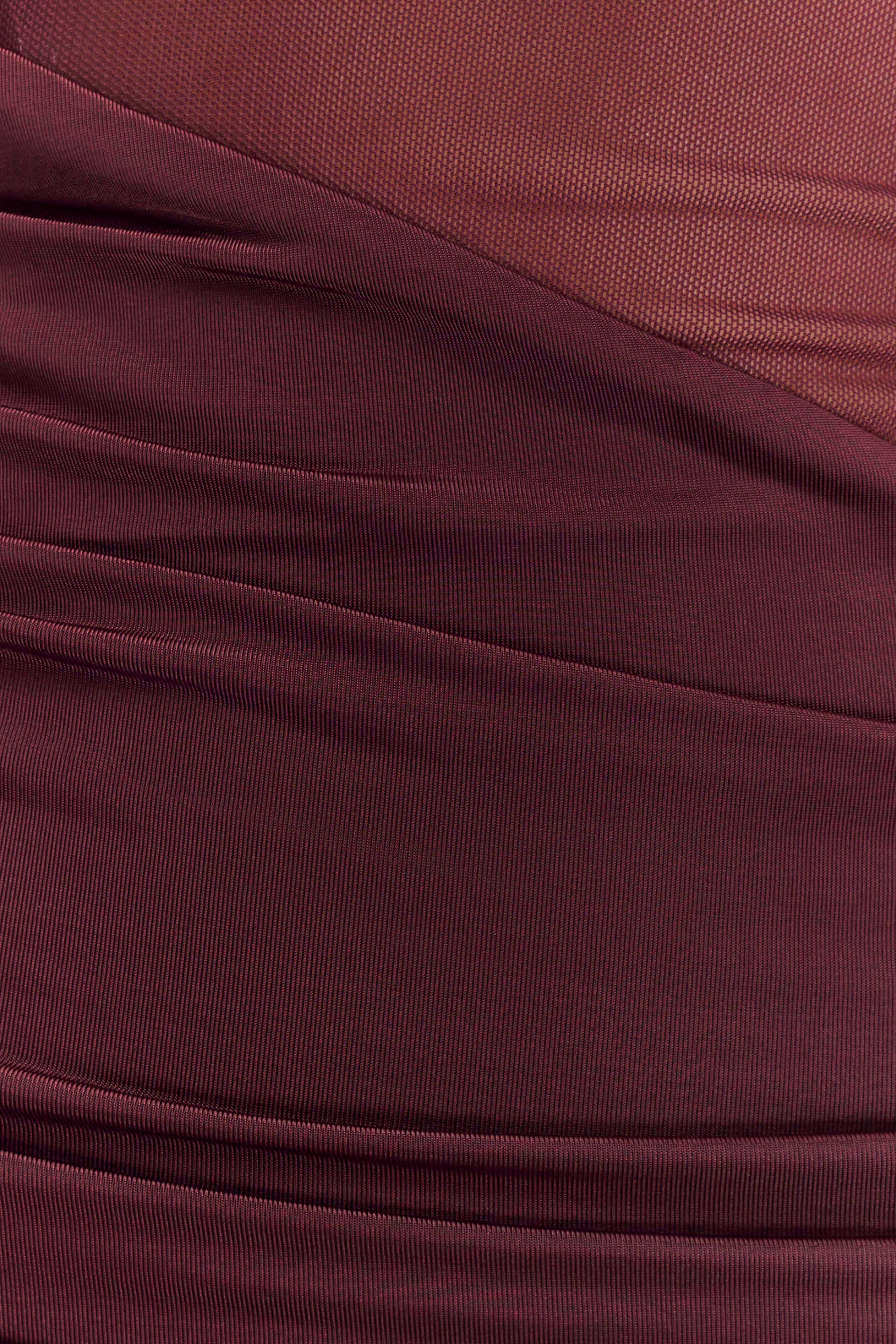 Dallas One Shoulder Mesh Mini Dress - Mahogany - Image 6