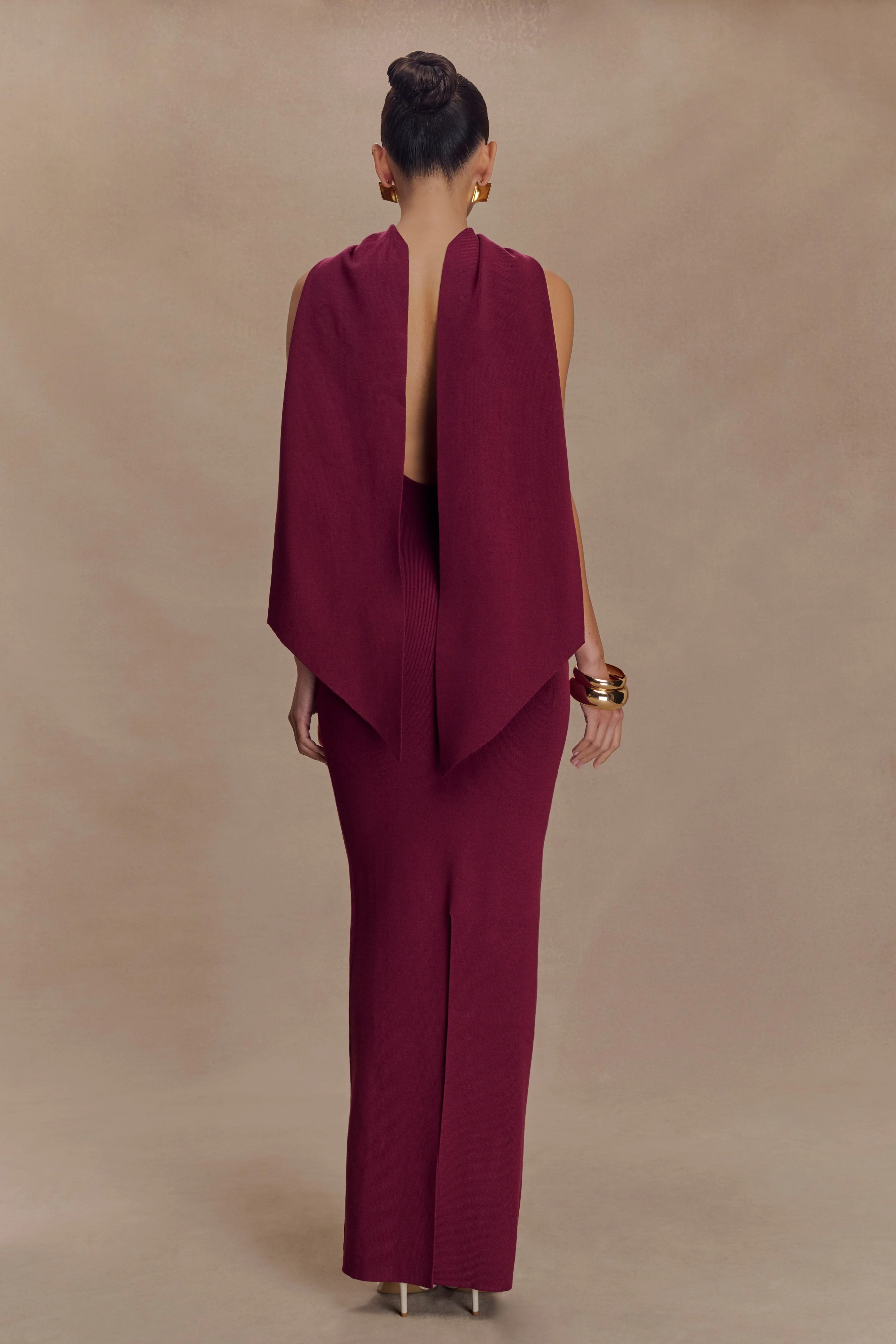 Darby Knit Scarf Maxi Dress - Merlot - Image 2