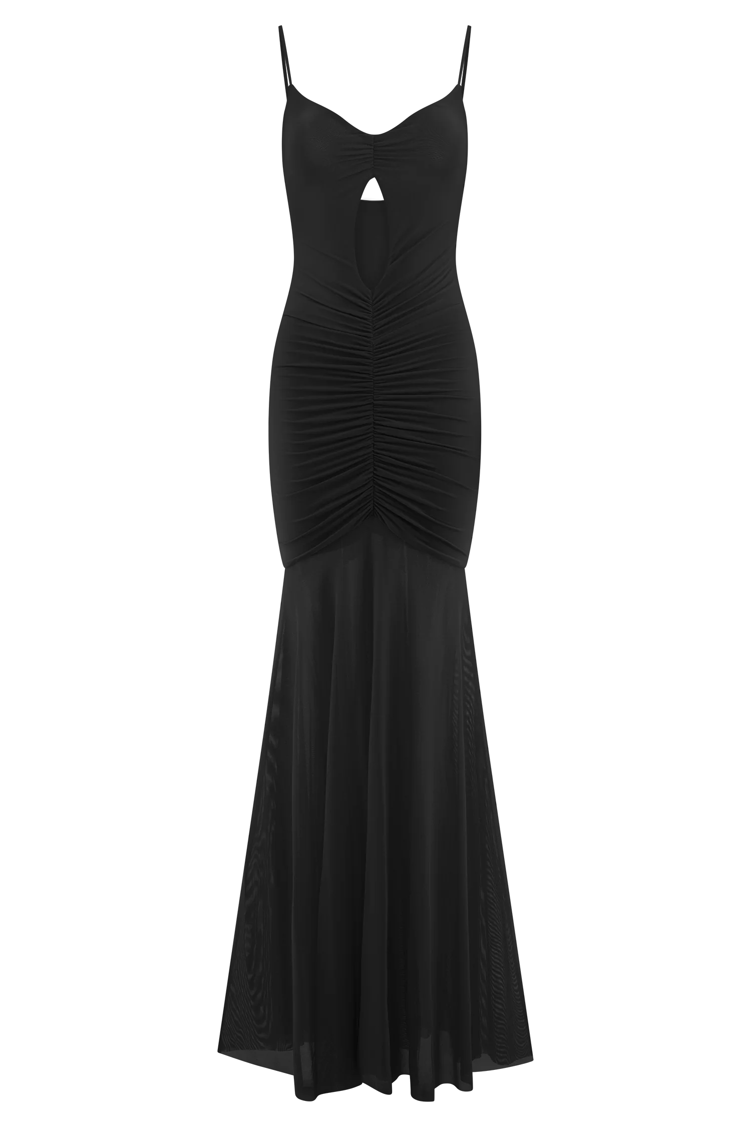 Delaney Slinky And Mesh Maxi Dress - Black - Image 8