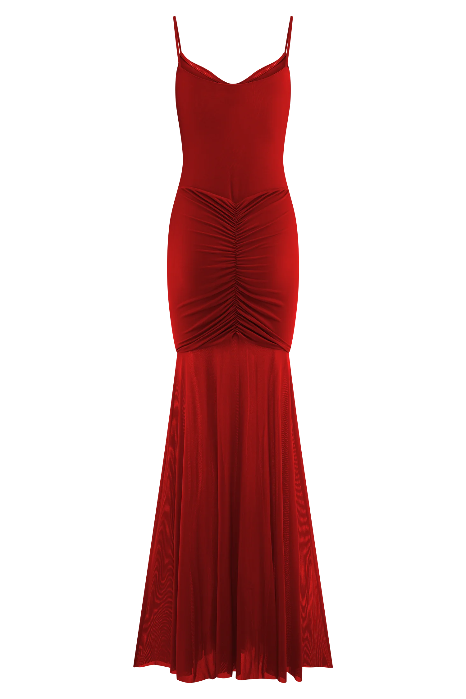 Delaney Slinky And Mesh Maxi Dress - Red - Image 6