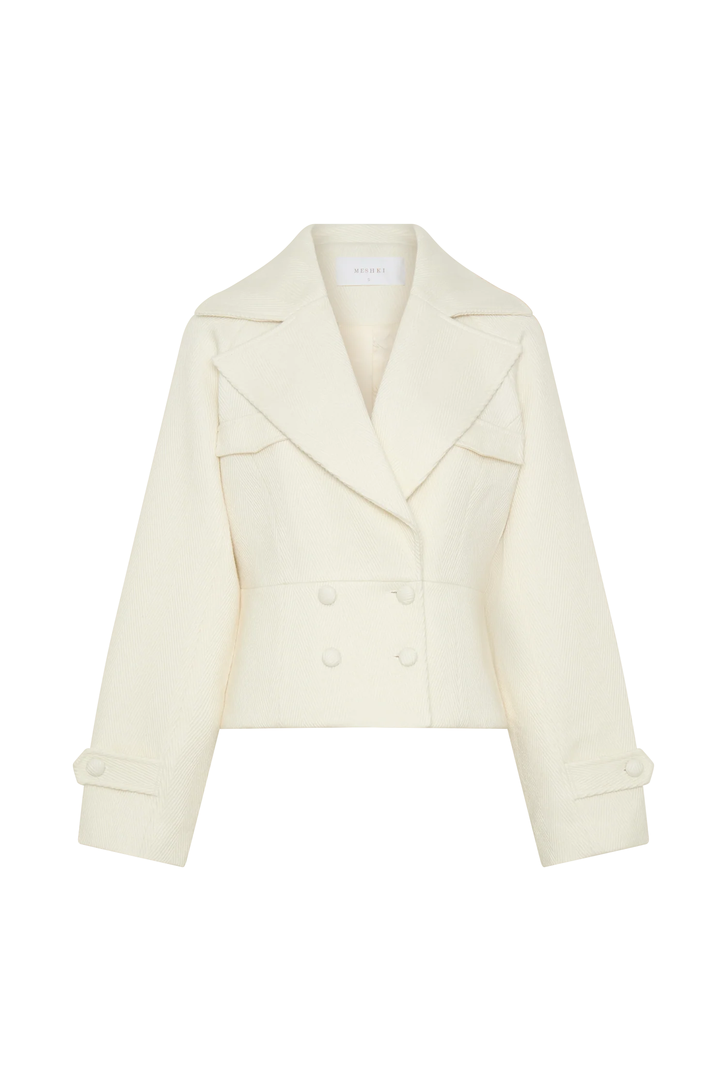 Elara Cropped Collared Jacket - Ivory - Image 10