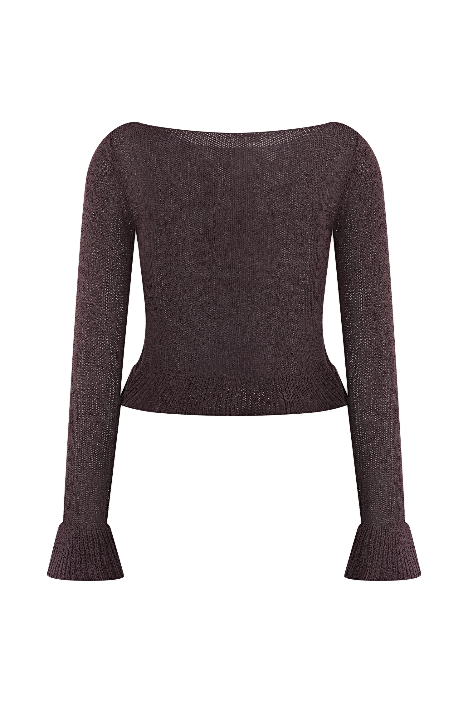 Eleanor Knit Frill Cardigan - Chocolate - Image 9