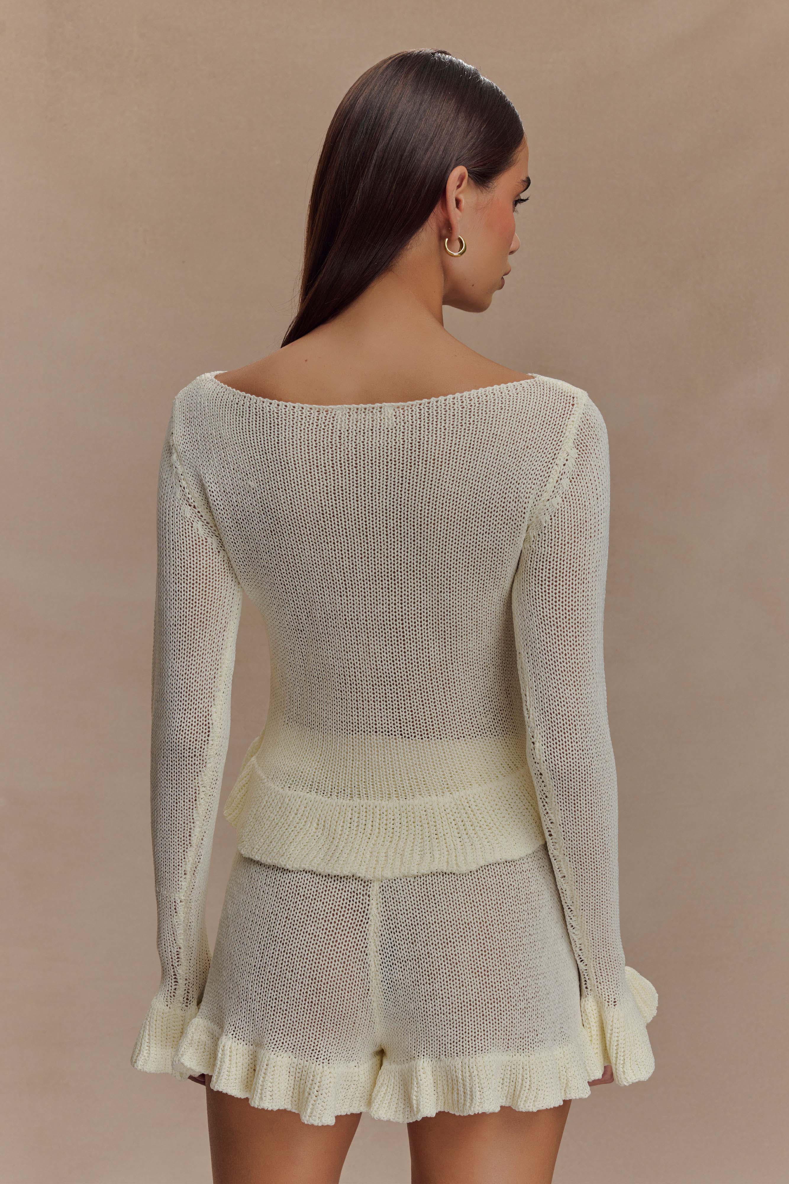 Eleanor Knit Frill Cardigan - White - Image 2