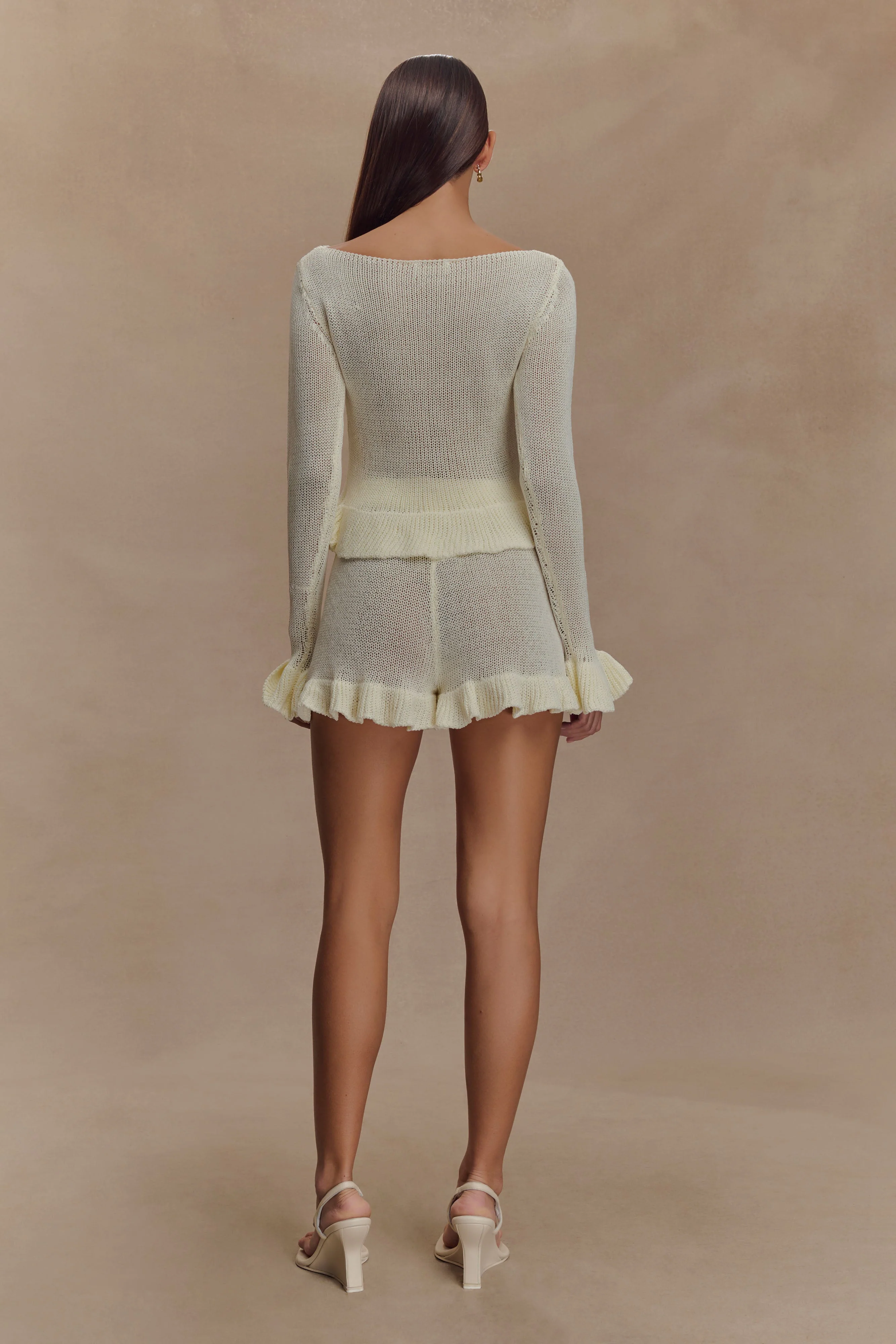 Eleanor Knit Frill Cardigan - White - Image 6