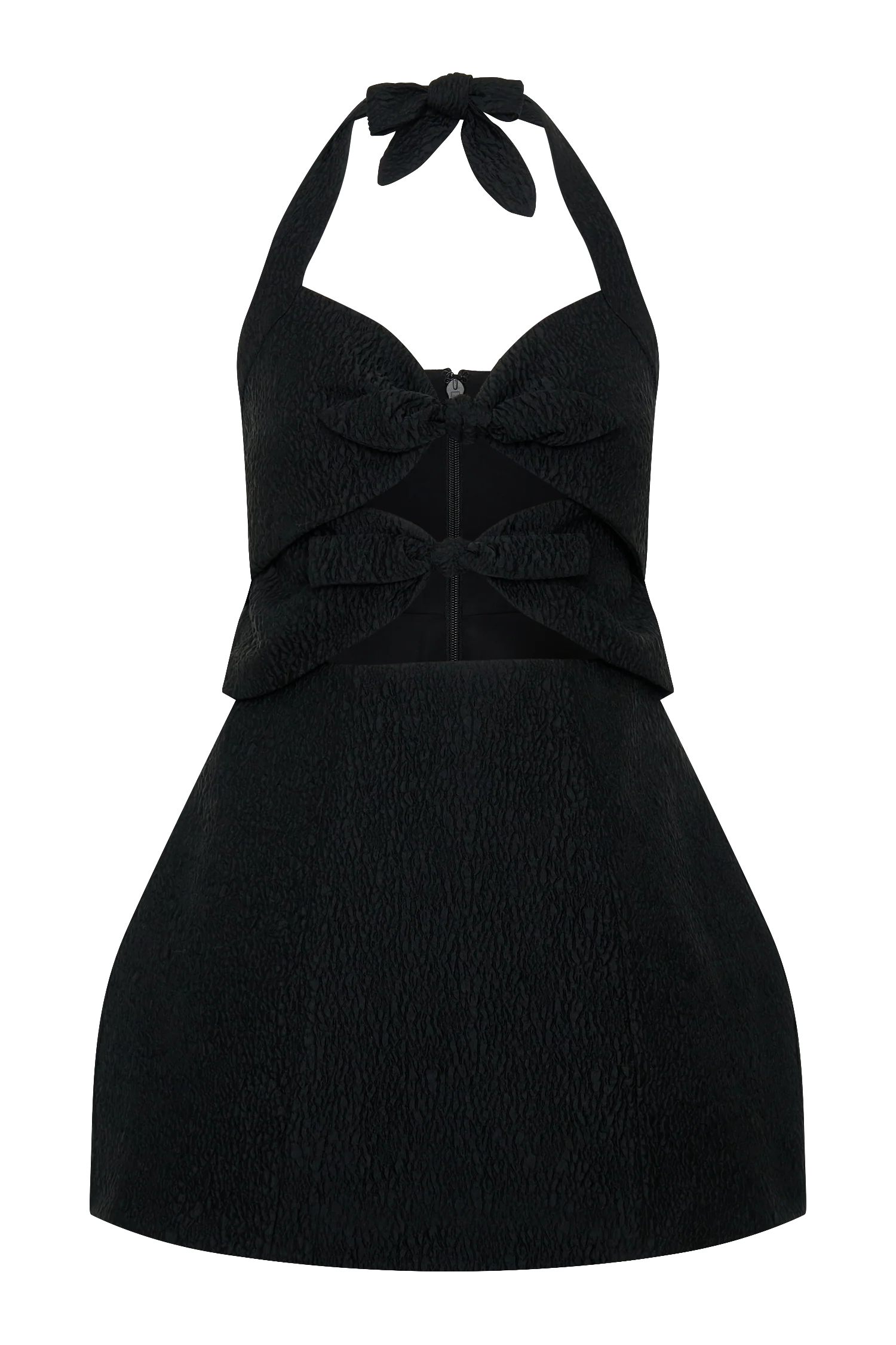 Ella Bow Detail Halter Mini Dress - Black - Image 7