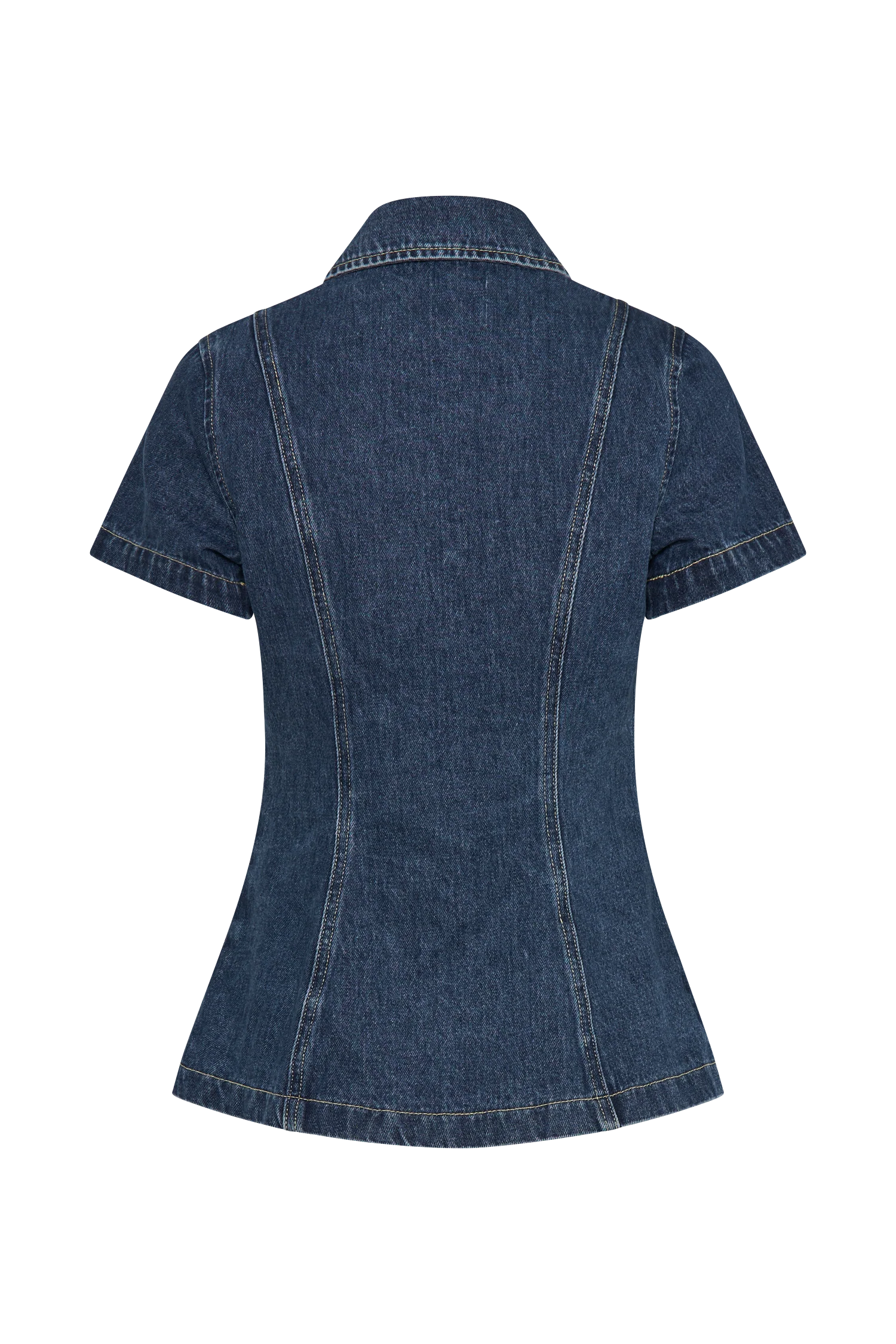 Ellie Denim Short Sleeve Top - Dark Blue - Image 8