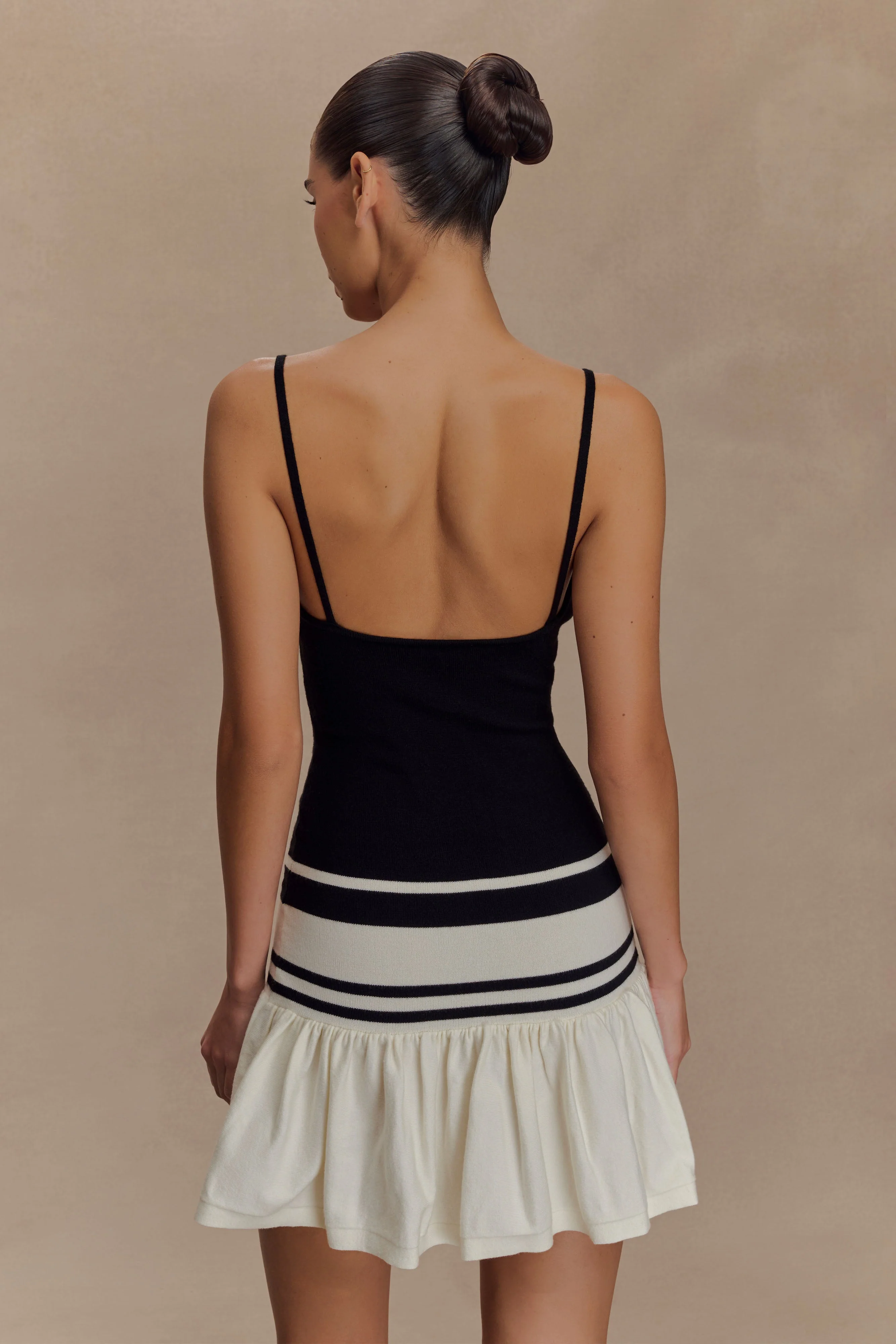 Ellison Contrast Knit Mini Dress - Black/White - Image 2