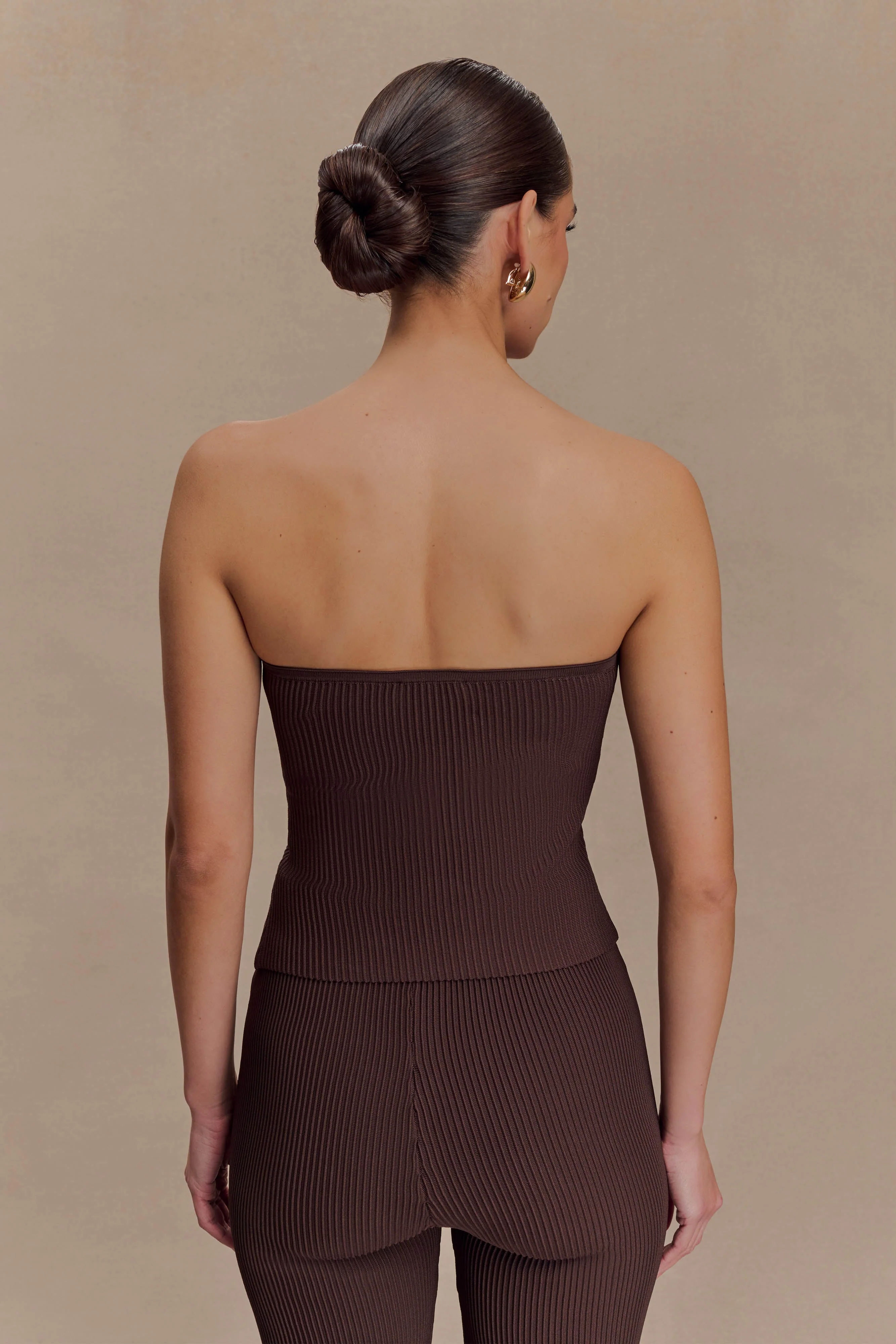 Elodie Strapless Cupped Knit Top - Chocolate - Image 2