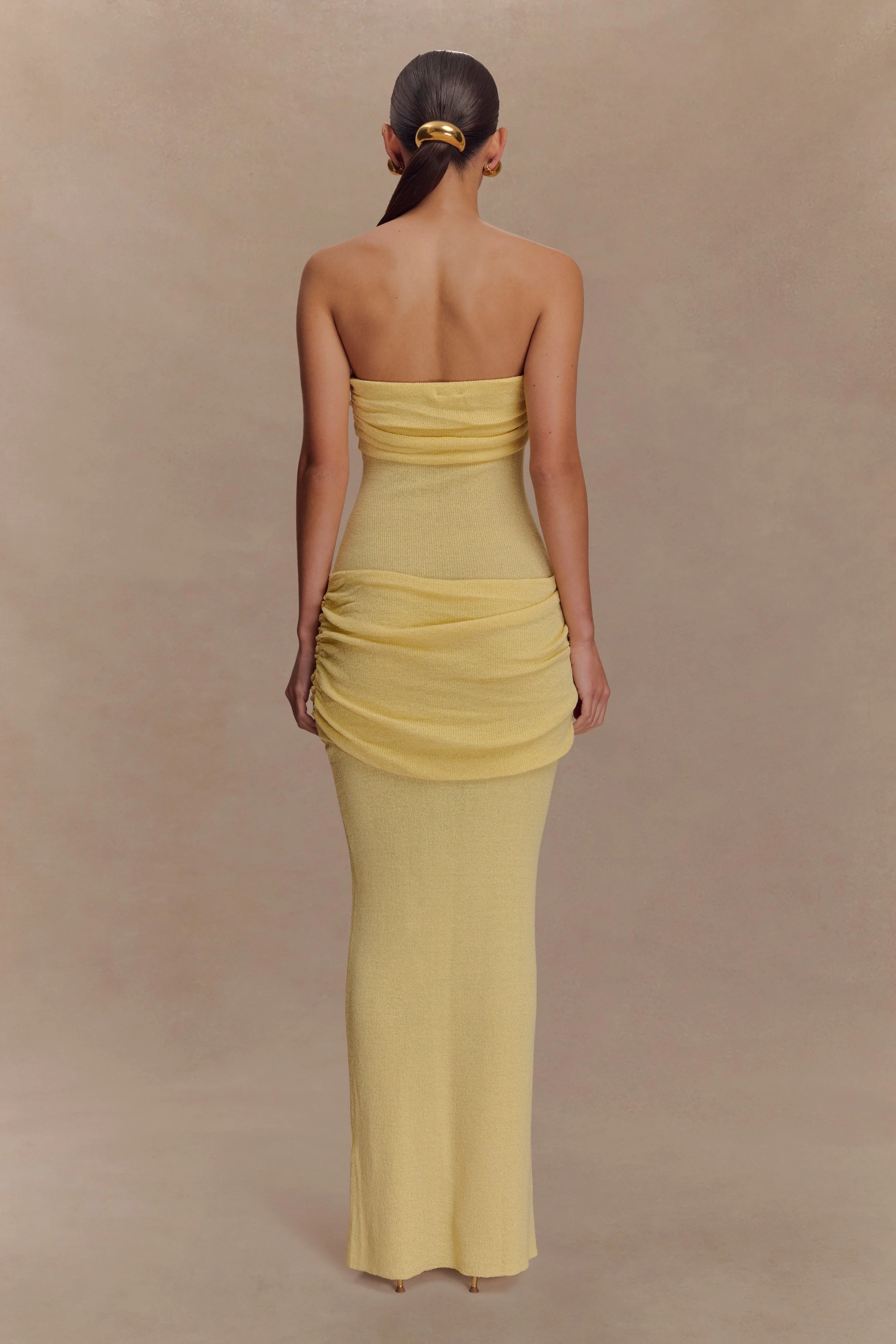 Elora Strapless Knit Maxi Dress - Lemon - Image 3
