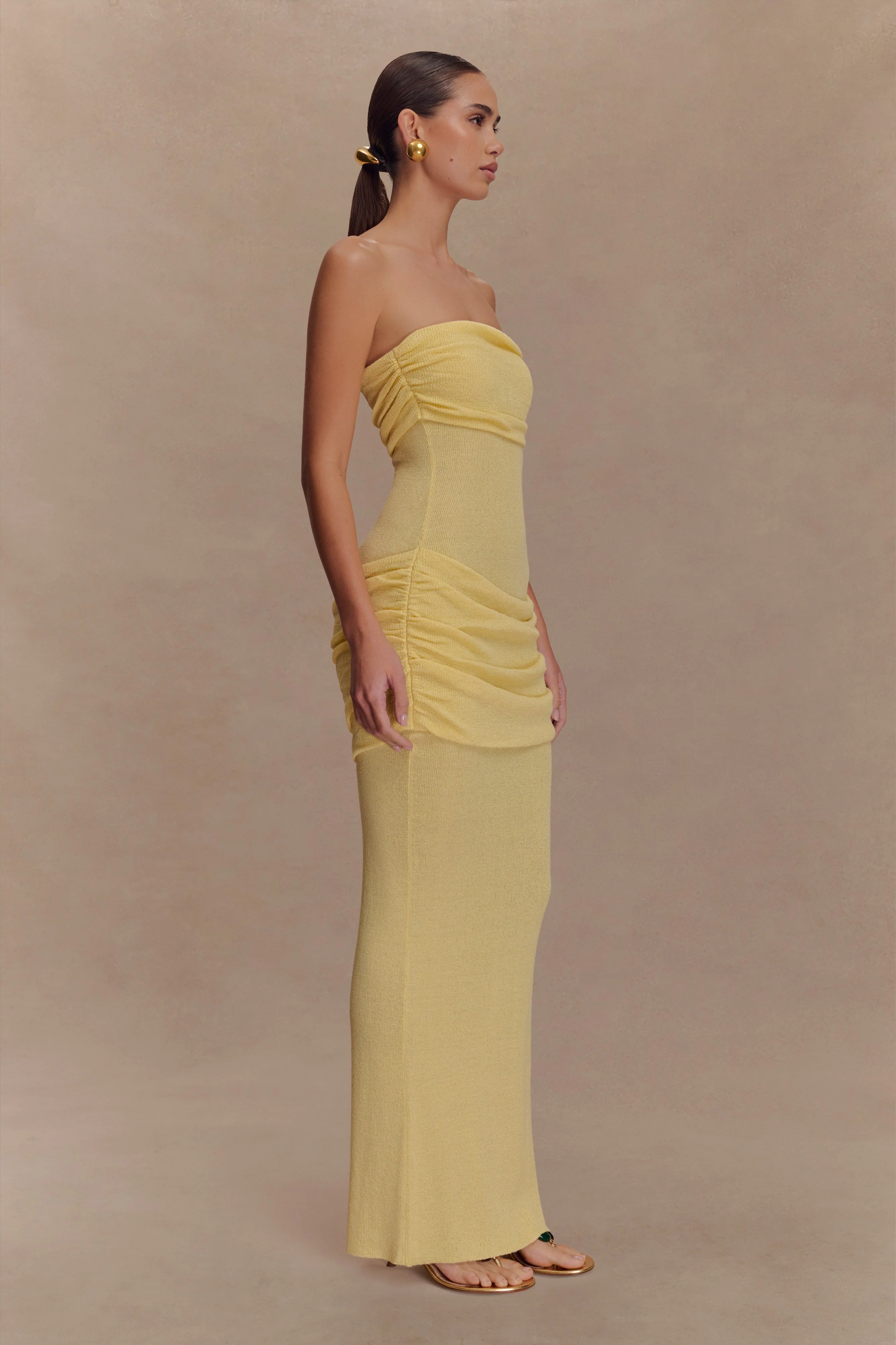 Elora Strapless Knit Maxi Dress - Lemon - Image 5