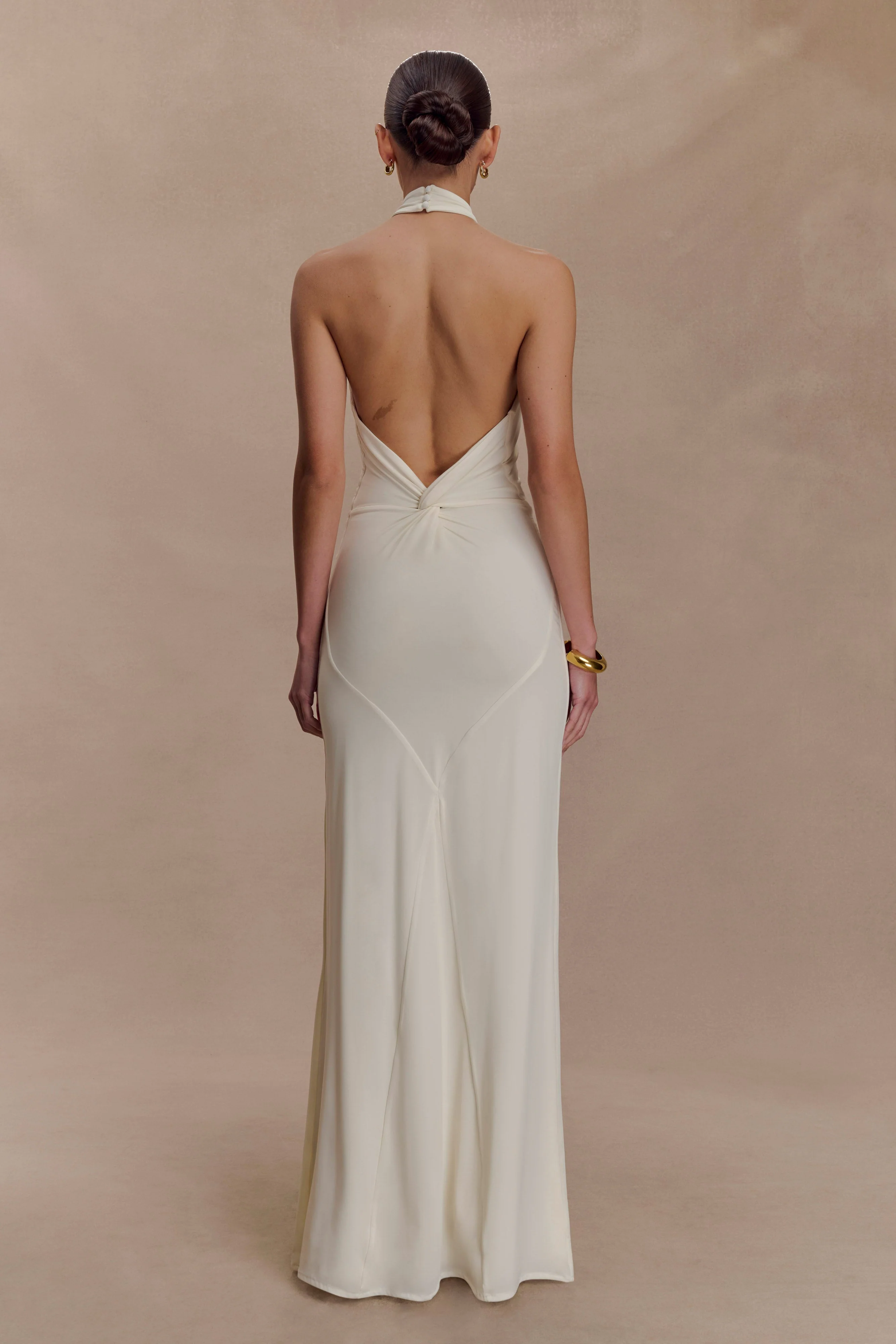 Elyna Slinky Halter Maxi Dress - Ivory - Image 2