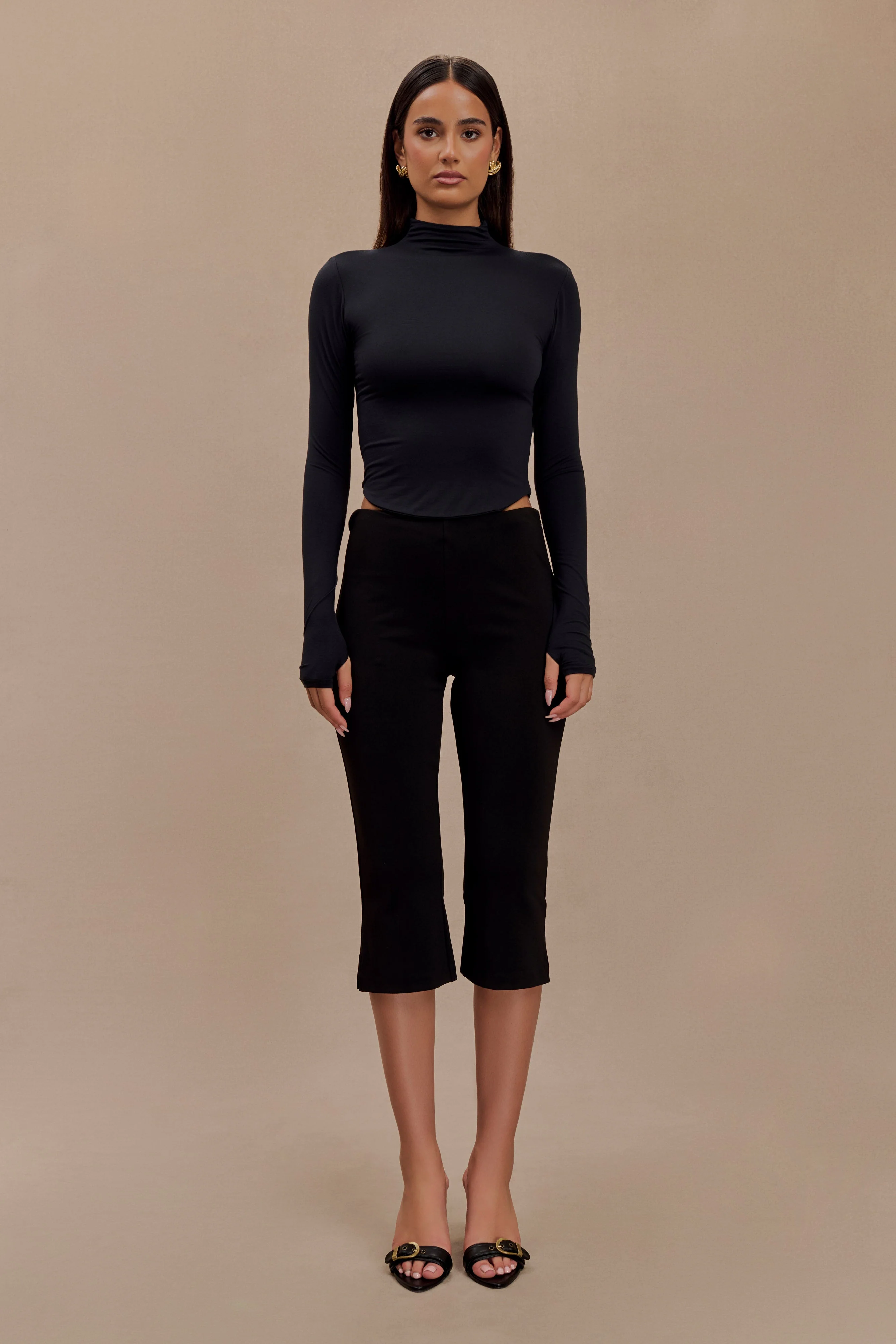 Ember Modal Long Sleeve High Neck Top - Black - Image 3