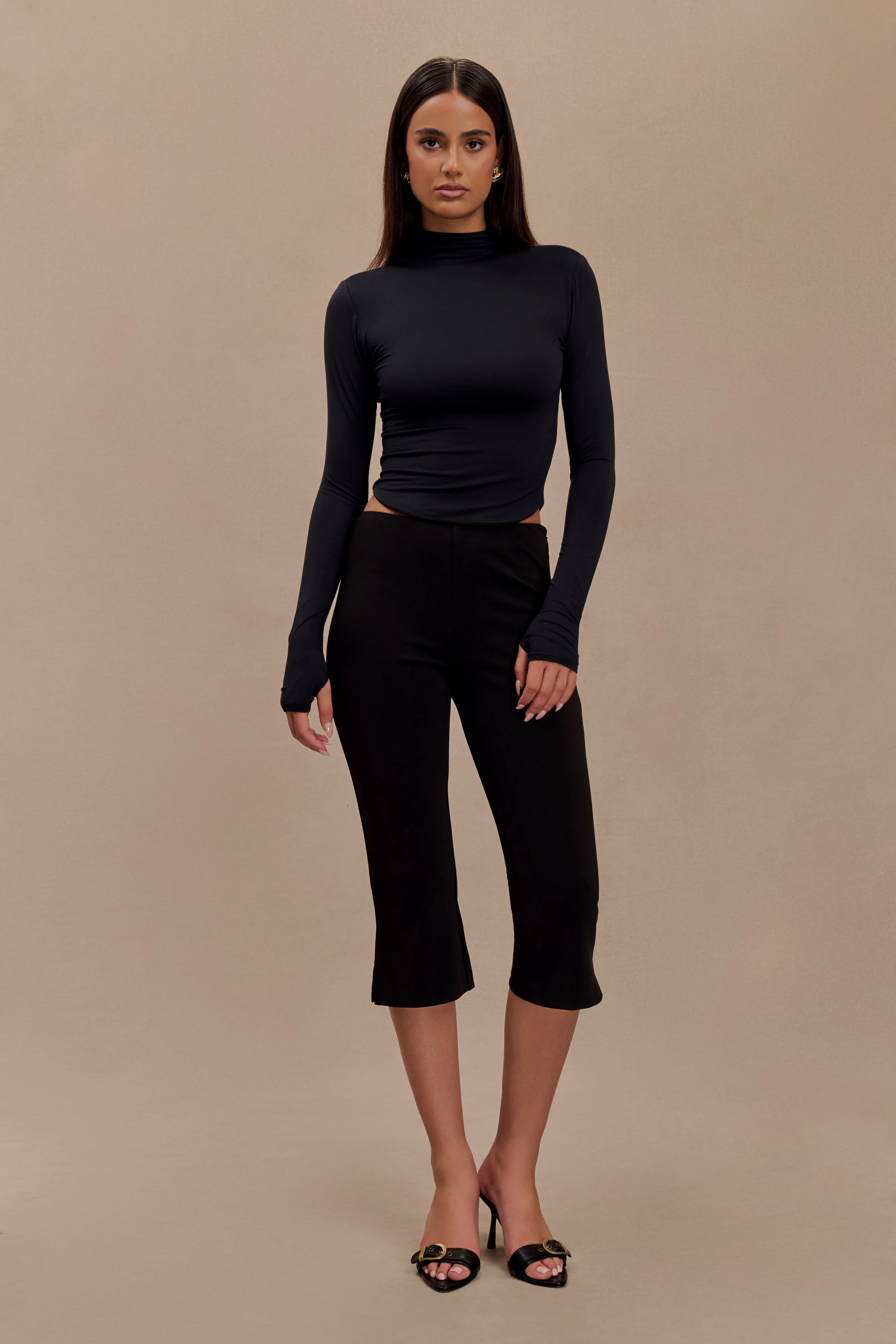 Ember Modal Long Sleeve High Neck Top - Black - Image 6