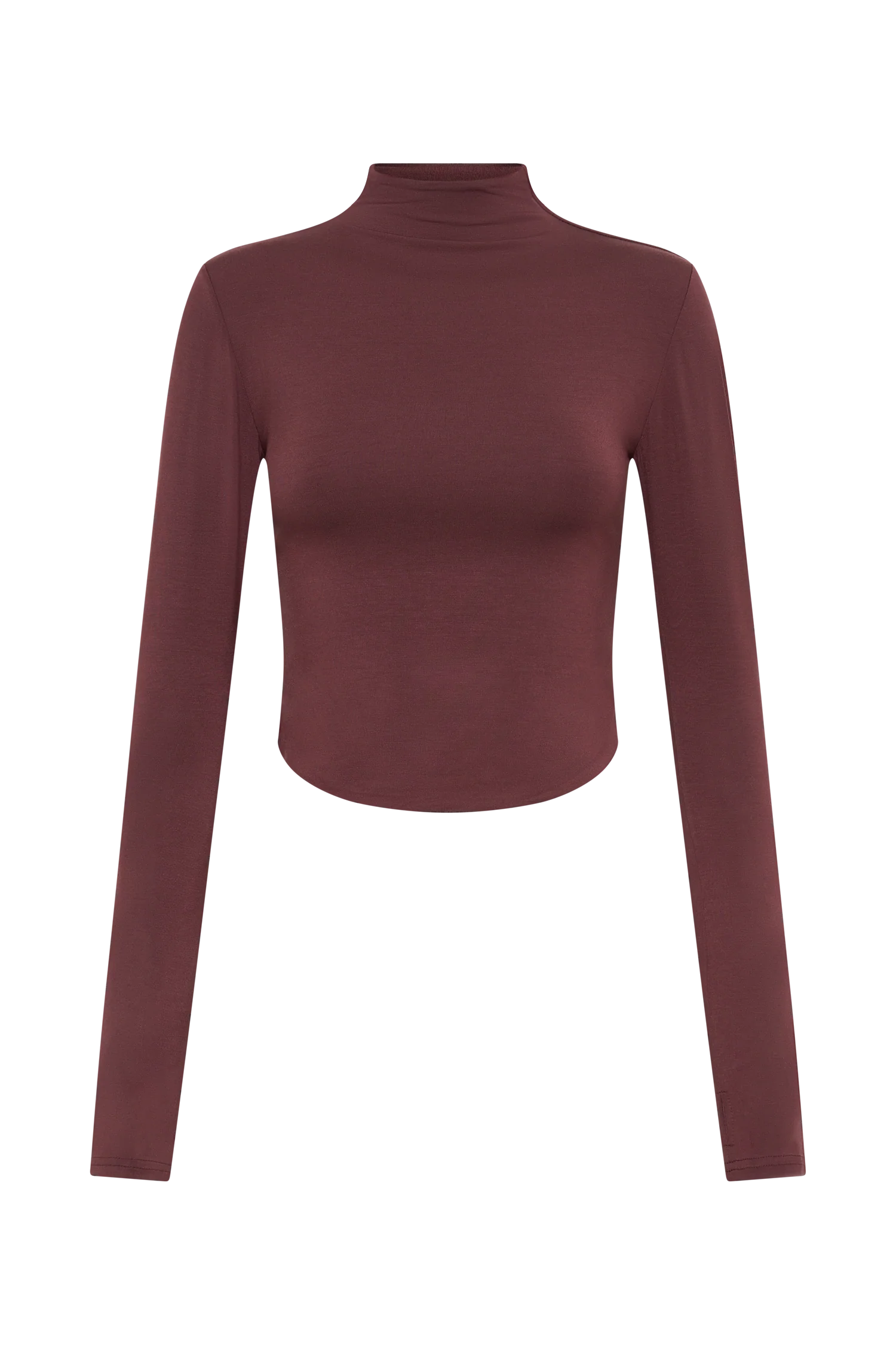 Ember Modal Long Sleeve High Neck Top - Mahogany - Image 7