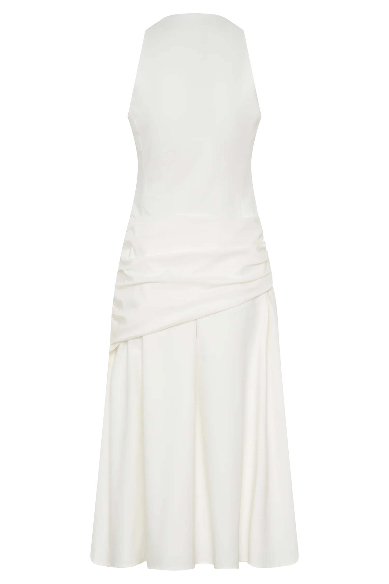 Emily Wrapped Waist Midi Dress - White - Image 6