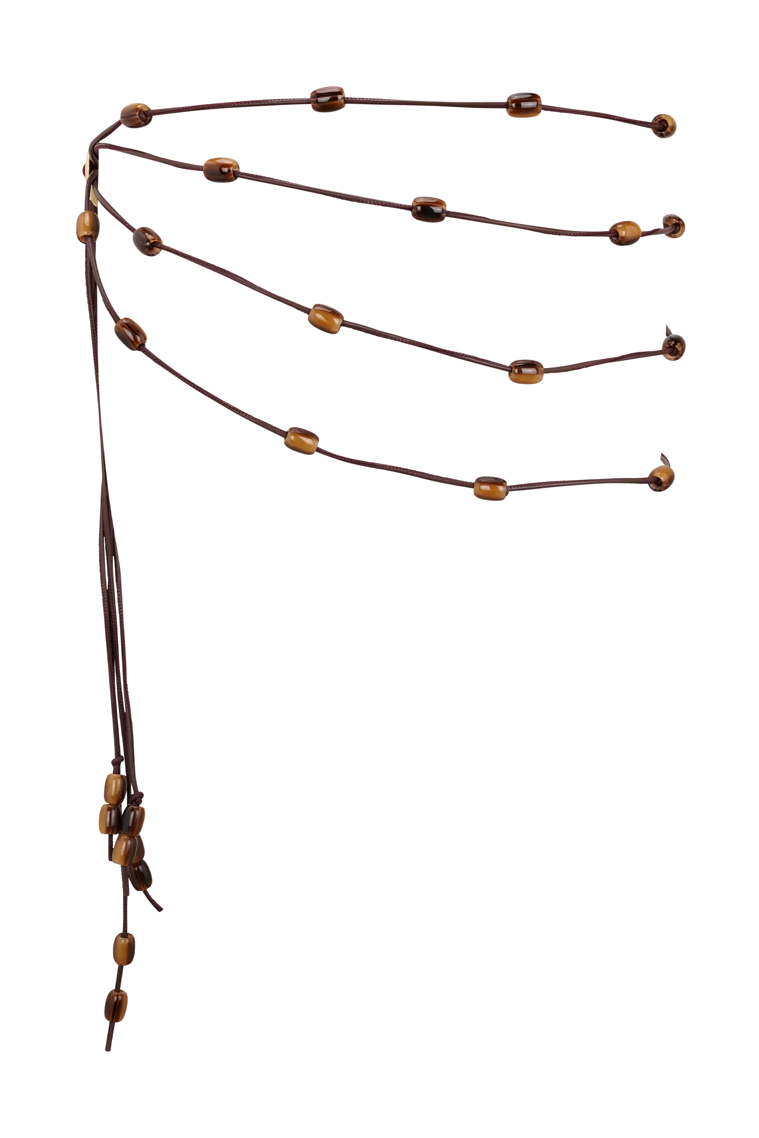 Enid Faux Leather Beaded Belt - Chocolate - Image 6