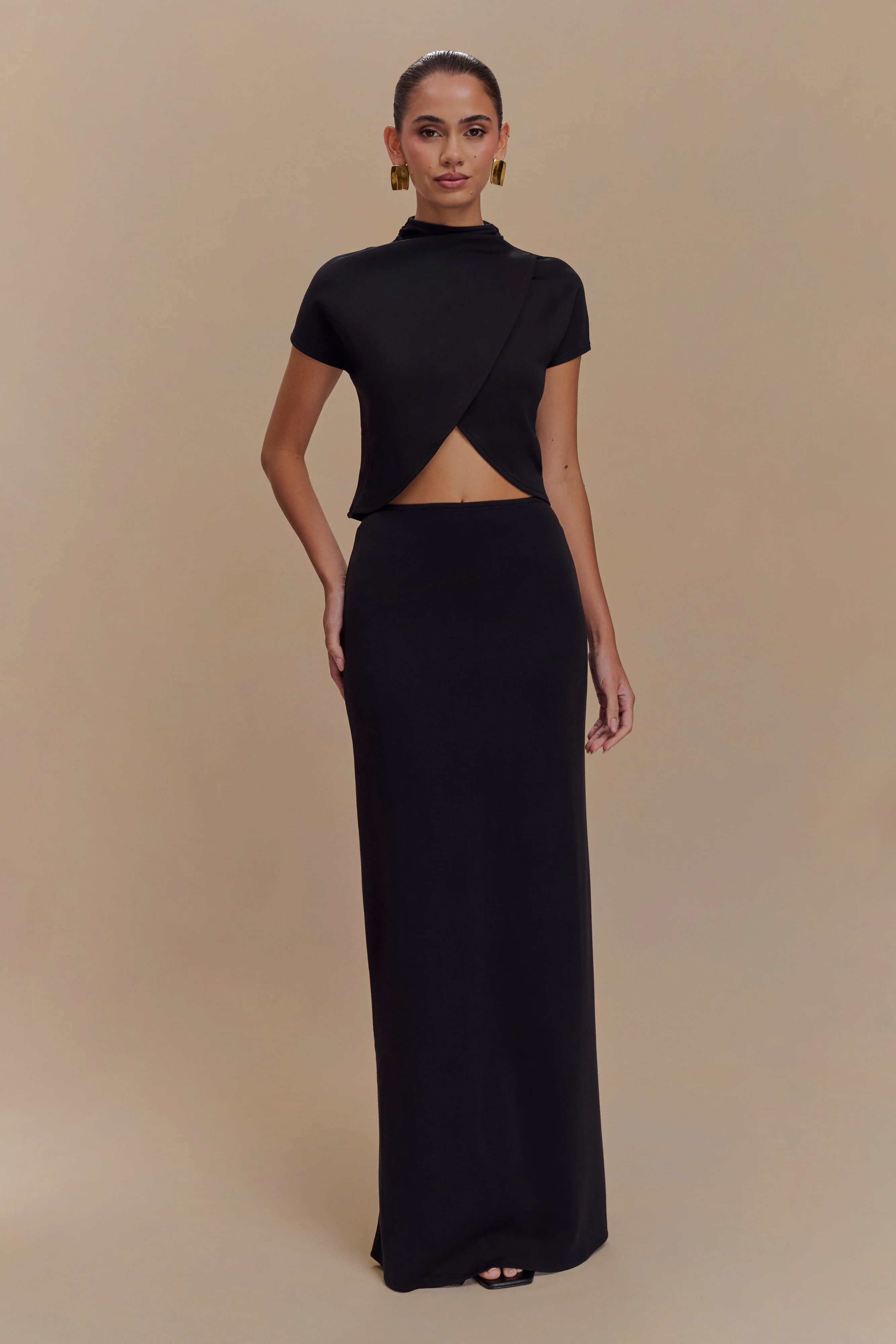 Eris Scuba Jersey Maxi Skirt - Black - Image 2