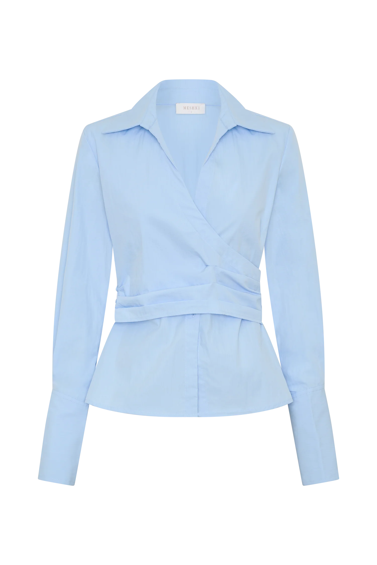 Eugenia Wrap Cotton Shirt - Blue - Image 9