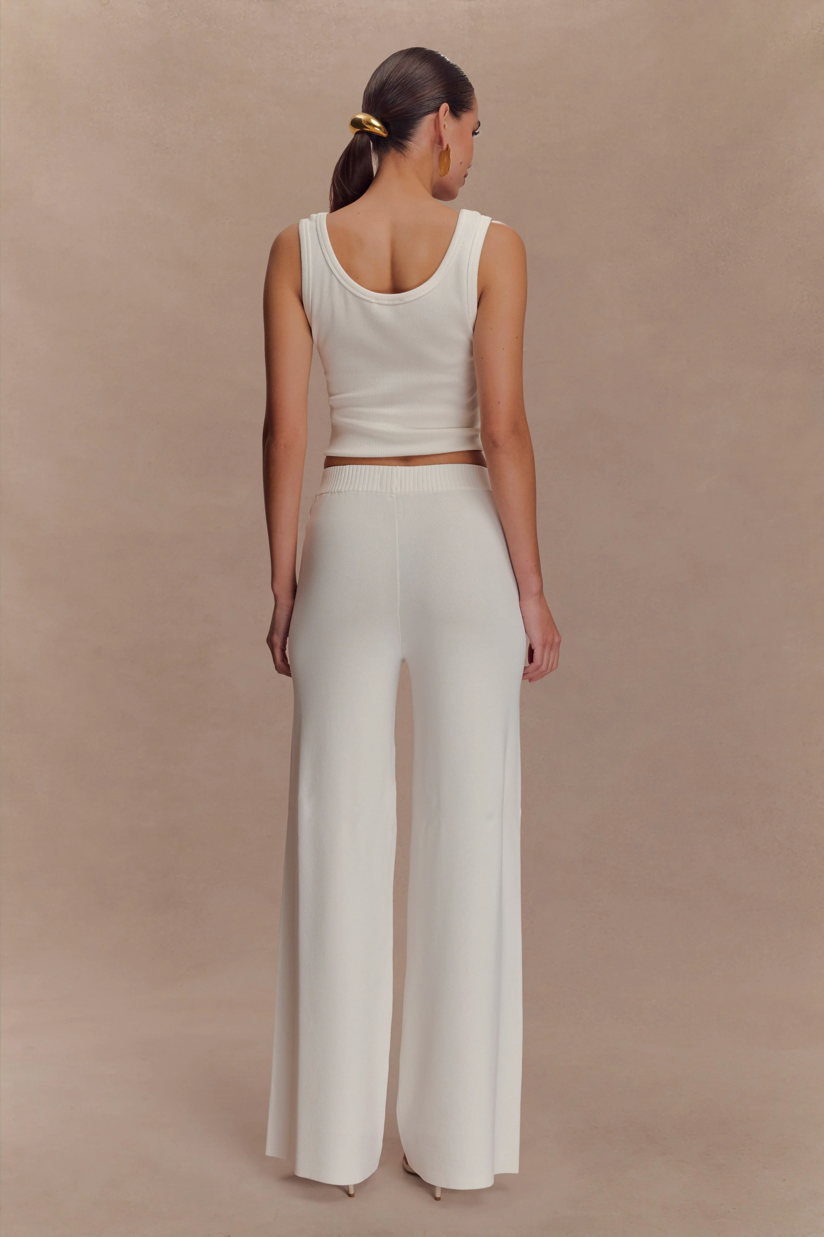 Fabiana Wide Leg Knit Pant - White - Image 5