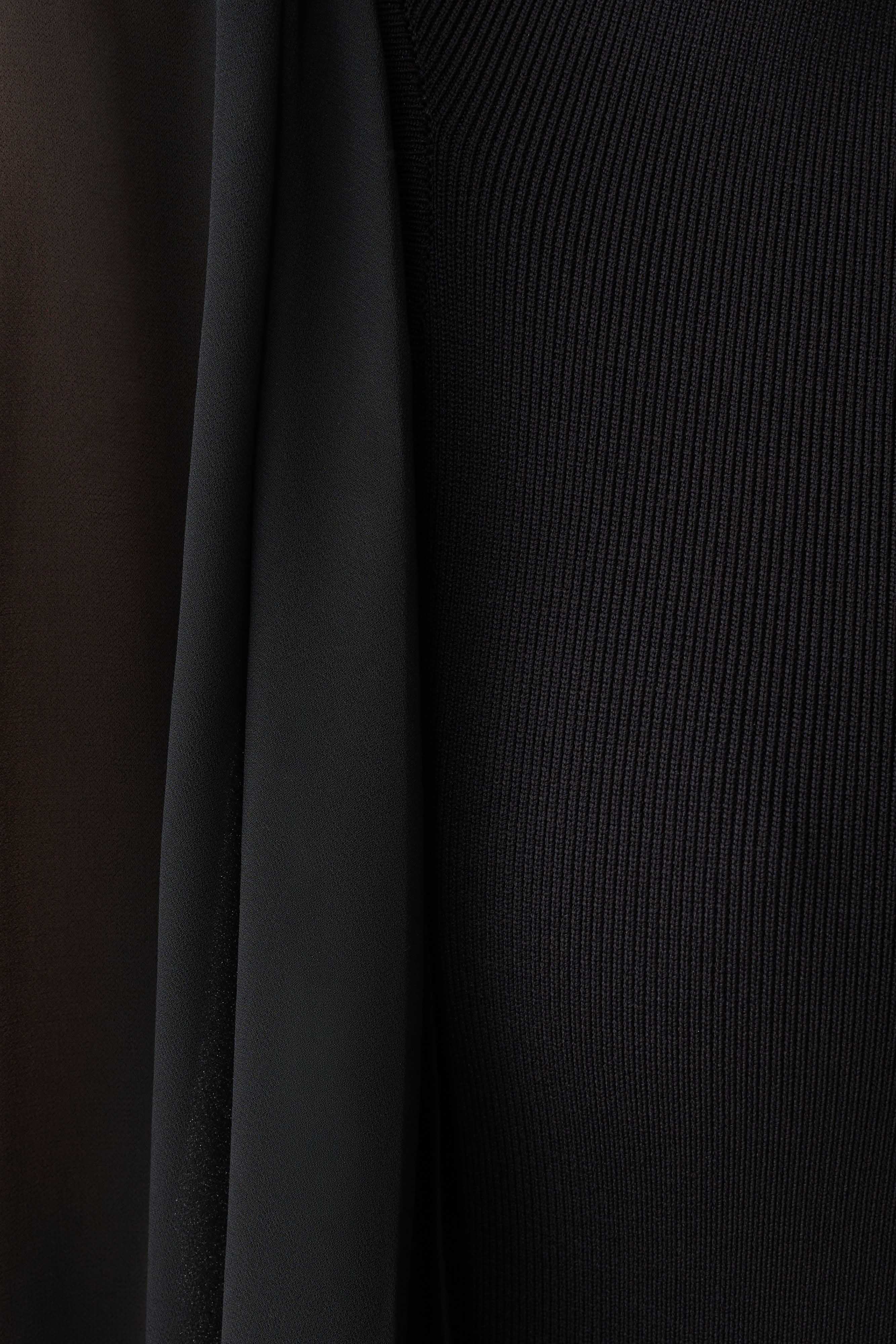 Farid Bandage Midi Dress With Chiffon - Black - Image 6