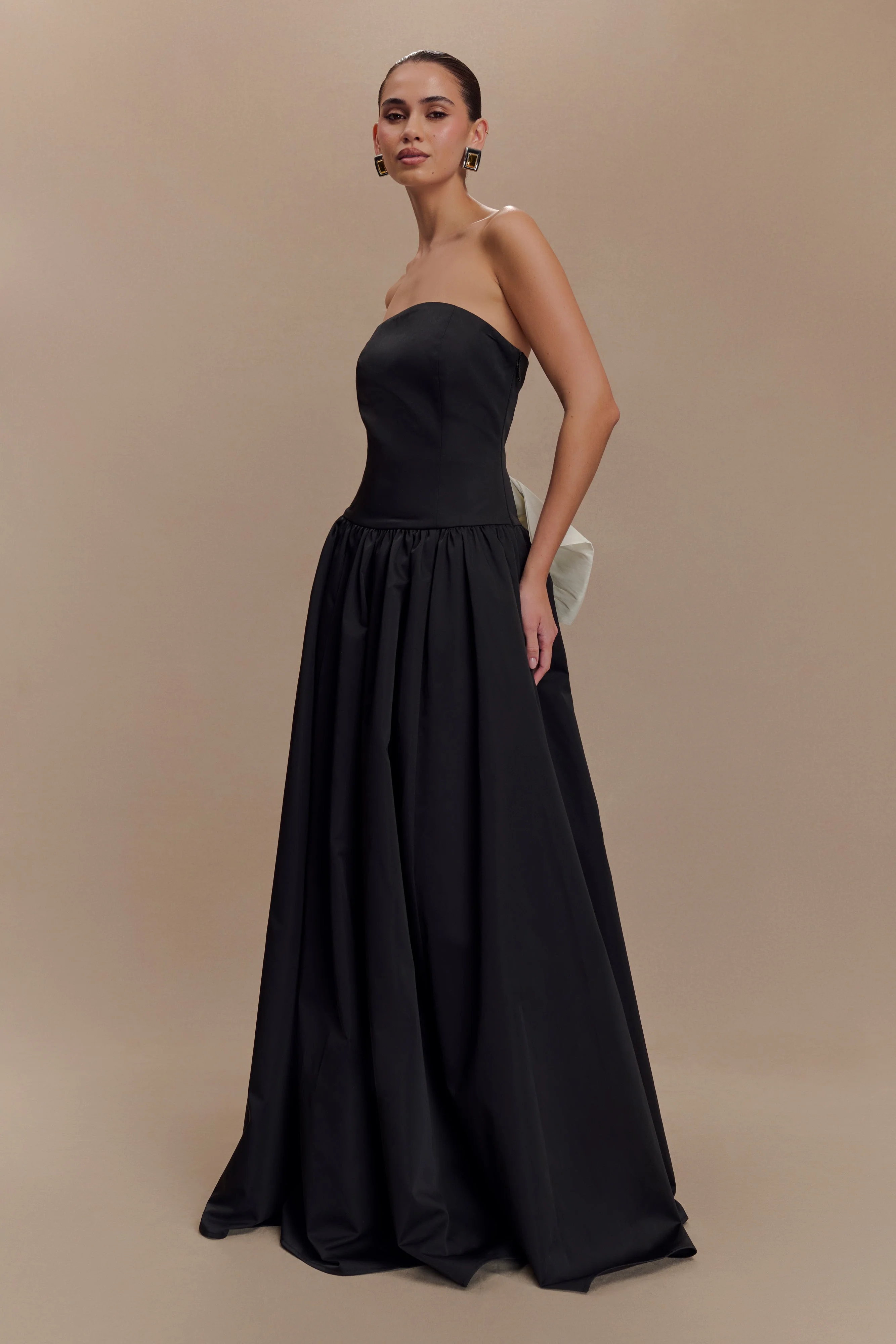 Frances Strapless Bow Maxi Dress - Black - Image 4
