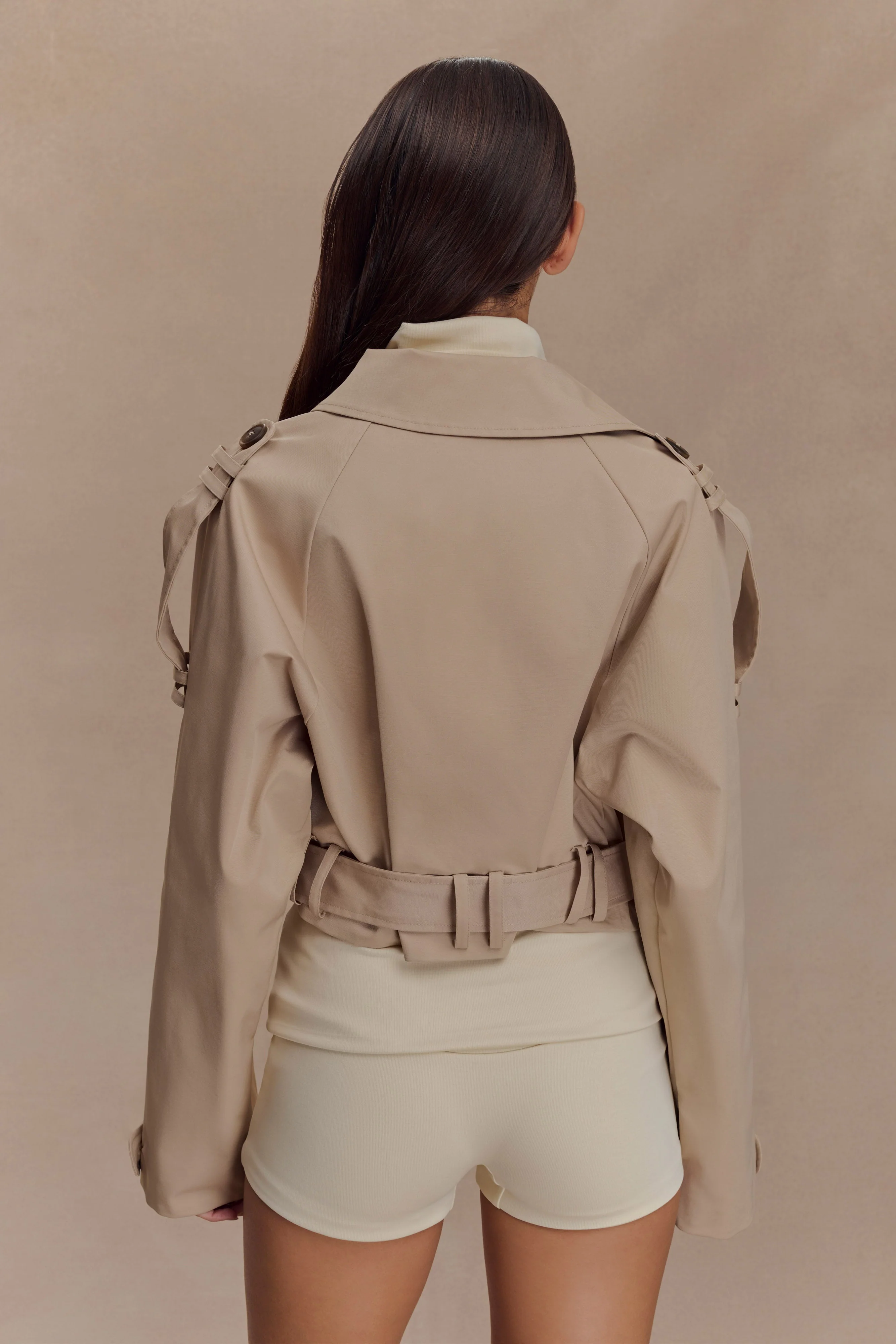 Frank Cropped Collared Jacket - Camel - Image 3