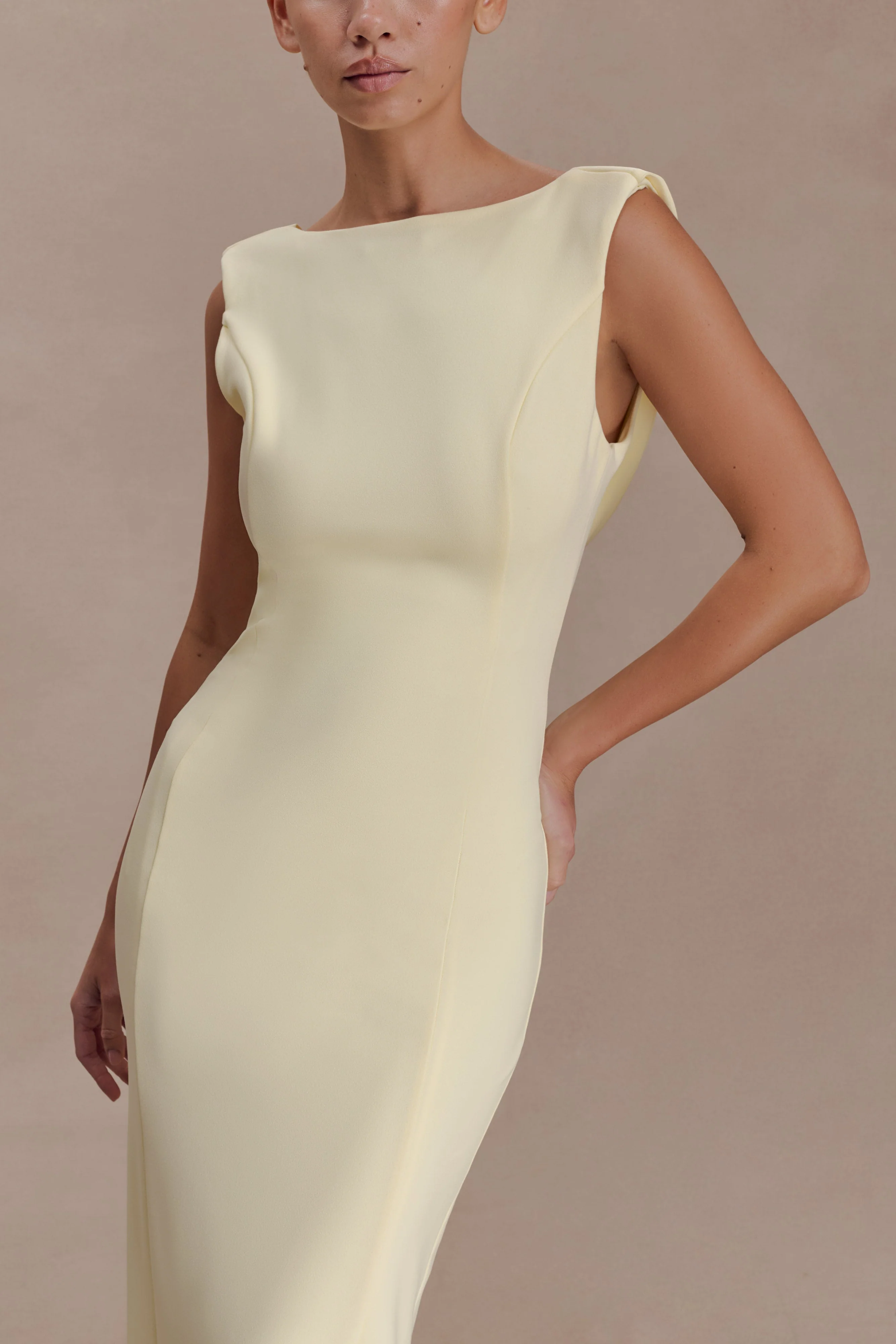 Galilea Crepe Draped Maxi Dress - Lemon - Image 4