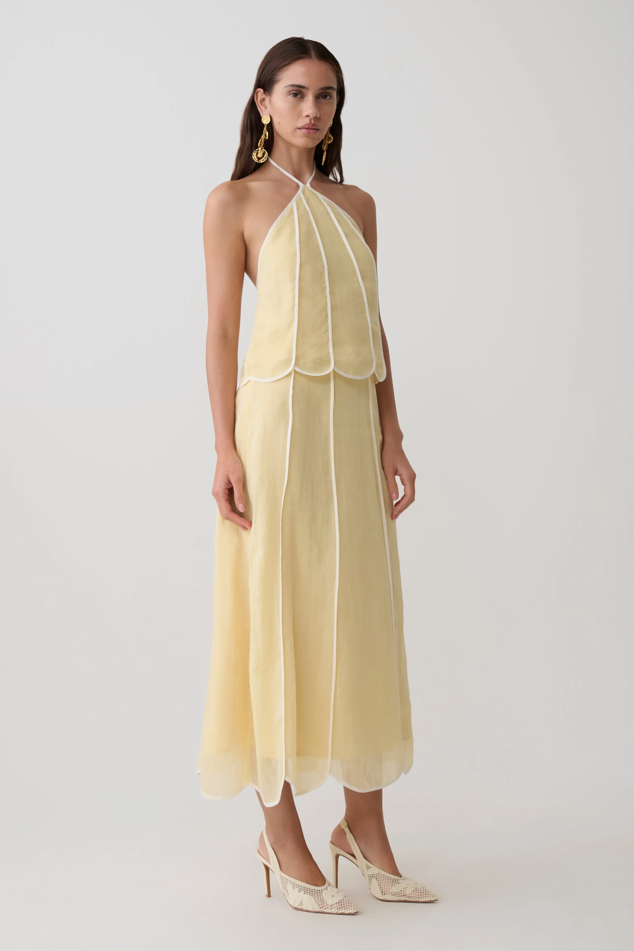 Georgia Panelled Midi Skirt - Butter - Image 4