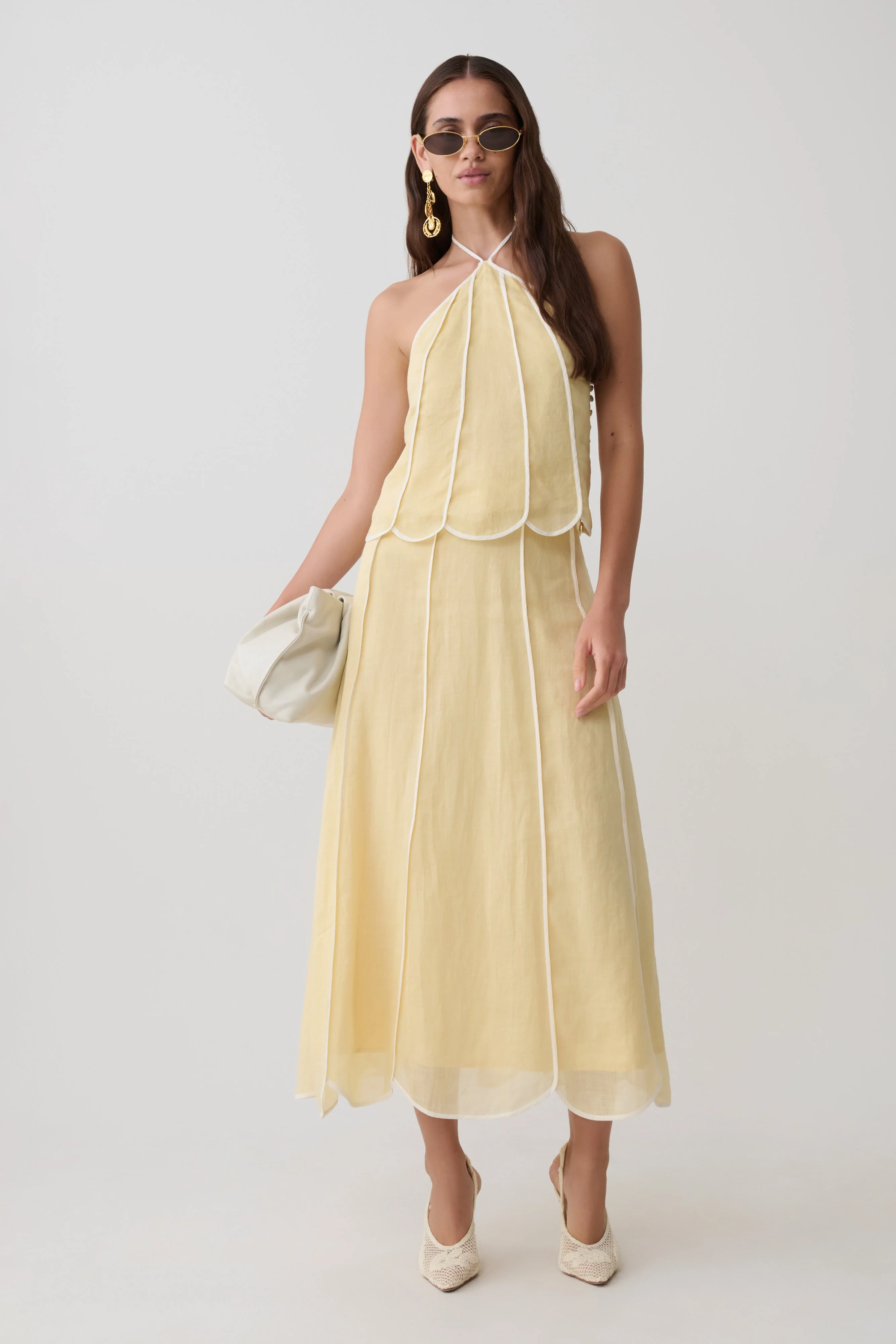Georgia Panelled Midi Skirt - Butter - Image 5