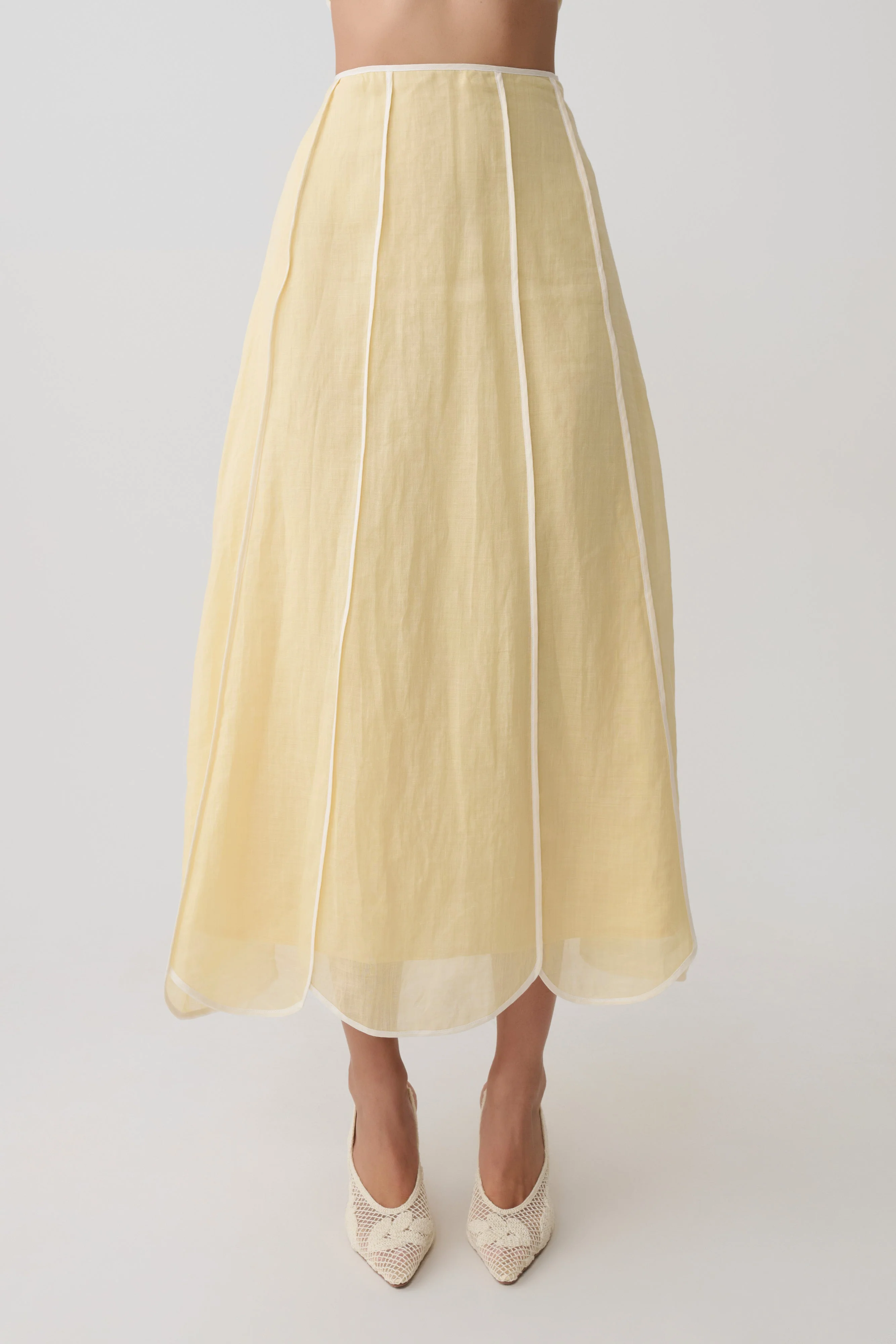 Georgia Panelled Midi Skirt - Butter - Image 9