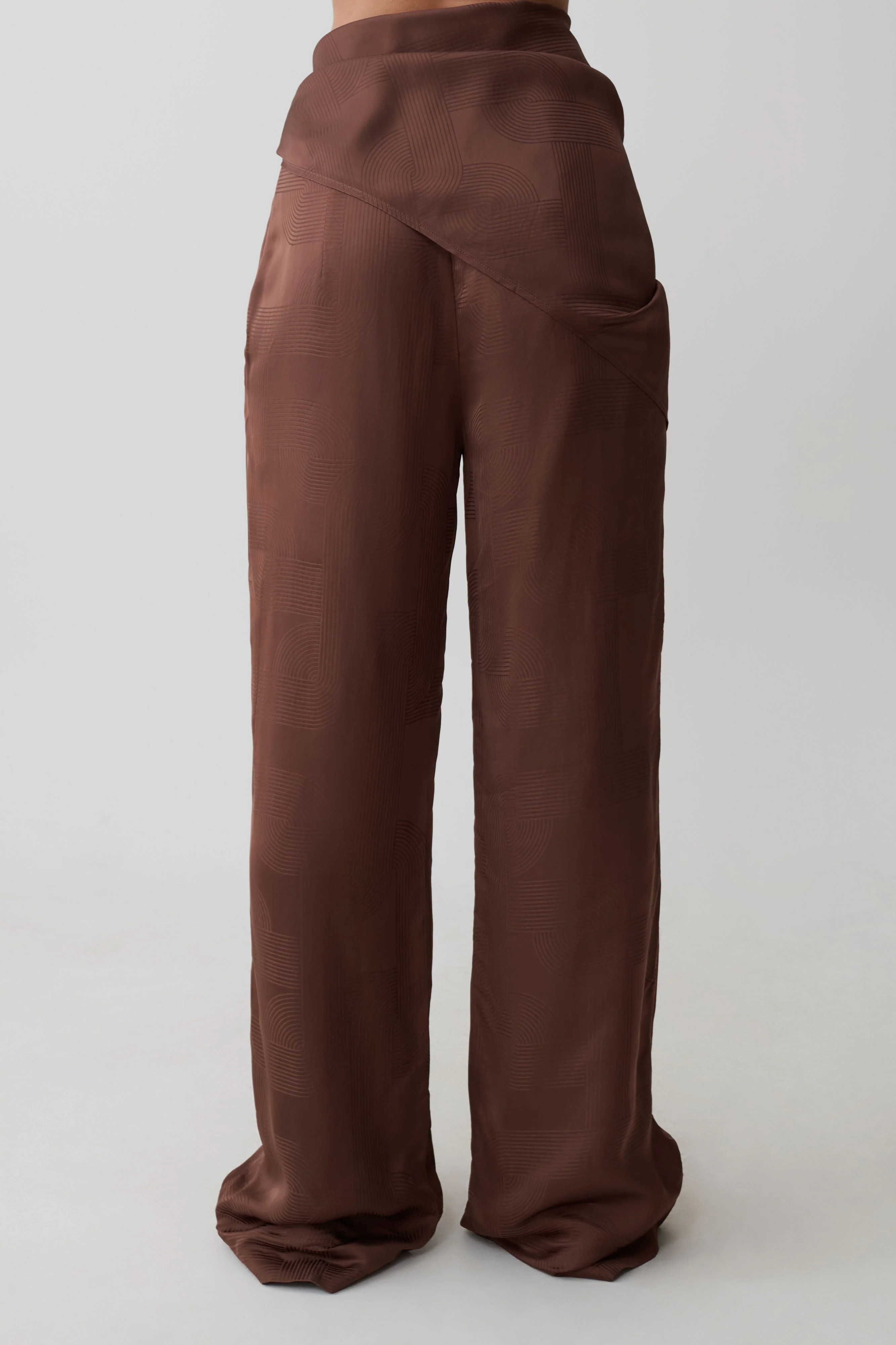 Gia Wrapped Tie Satin Pants - Chocolate - Image 8