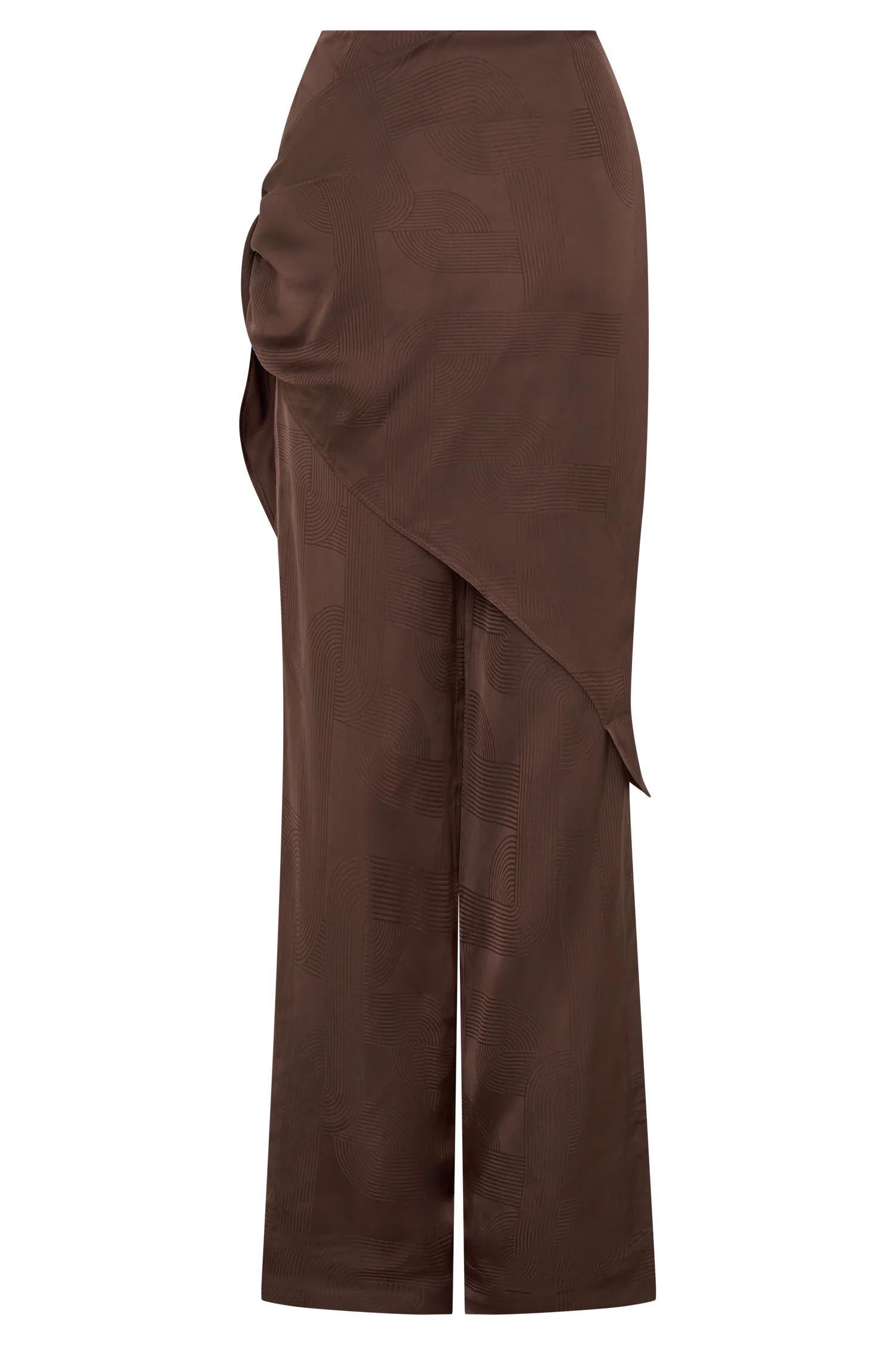 Gia Wrapped Tie Satin Pants - Chocolate - Image 9