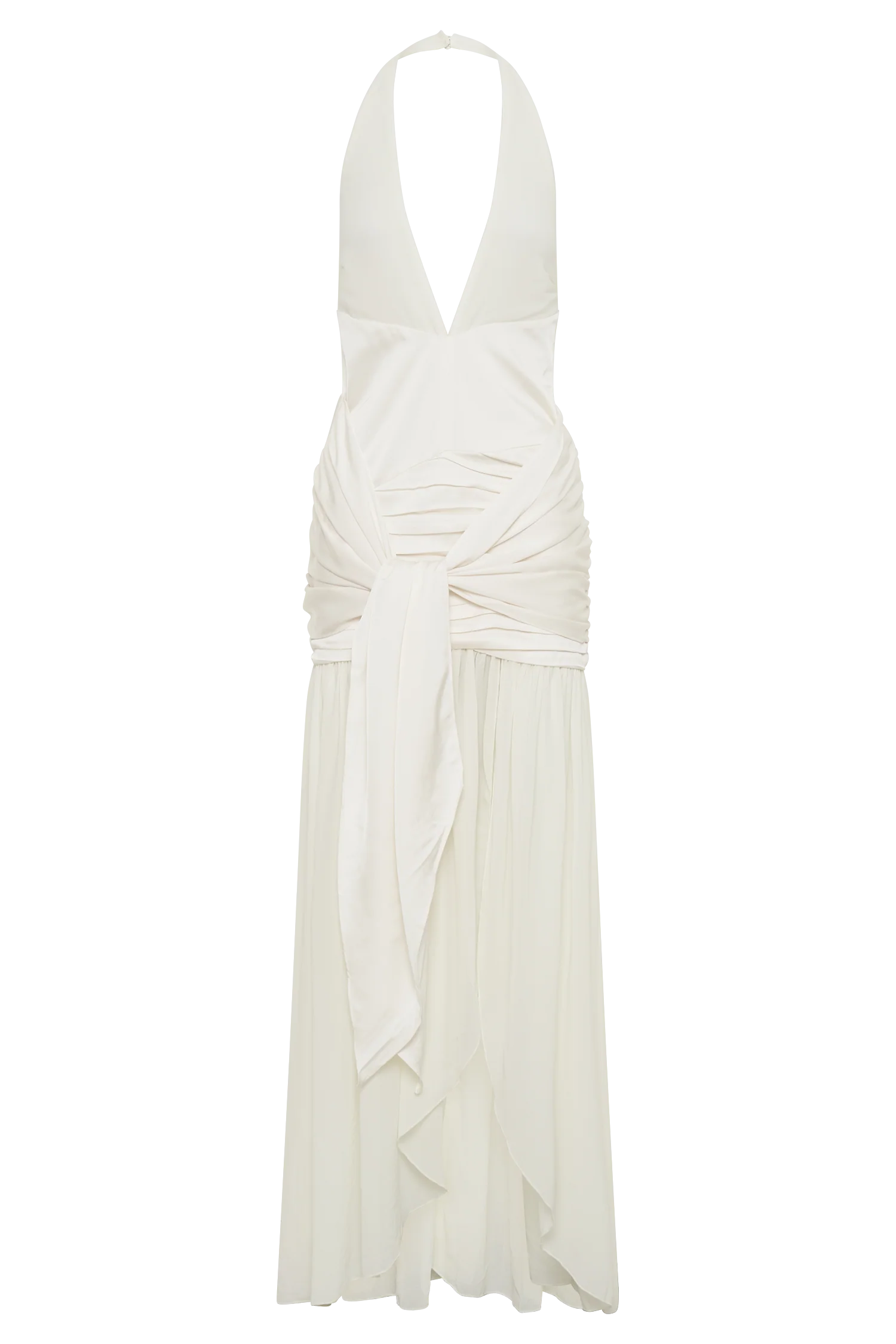 Graziana Satin Chiffon Plunge Maxi Dress - Ivory - Image 13