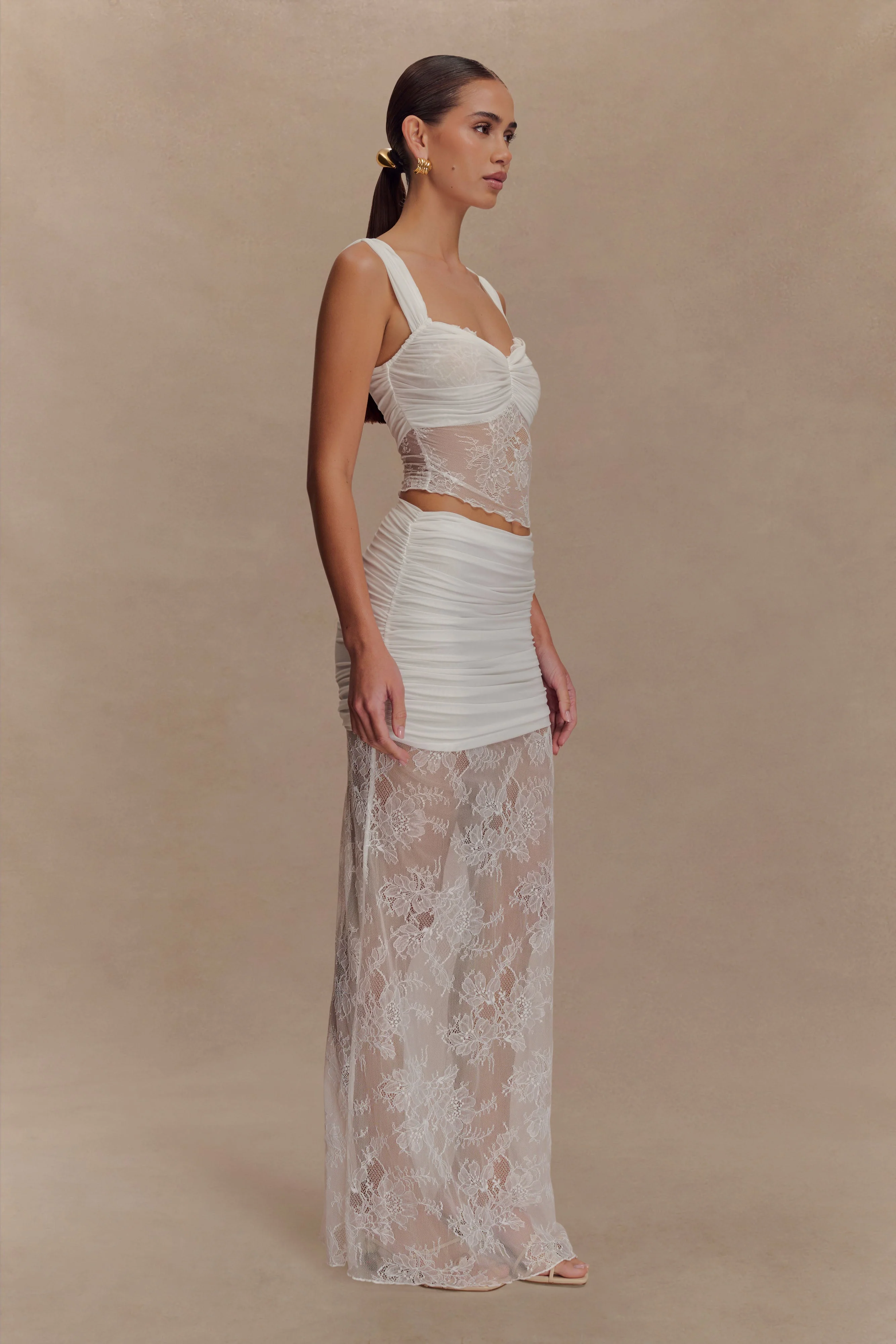 Guinevere Lace And Mesh Top - Ivory - Image 5