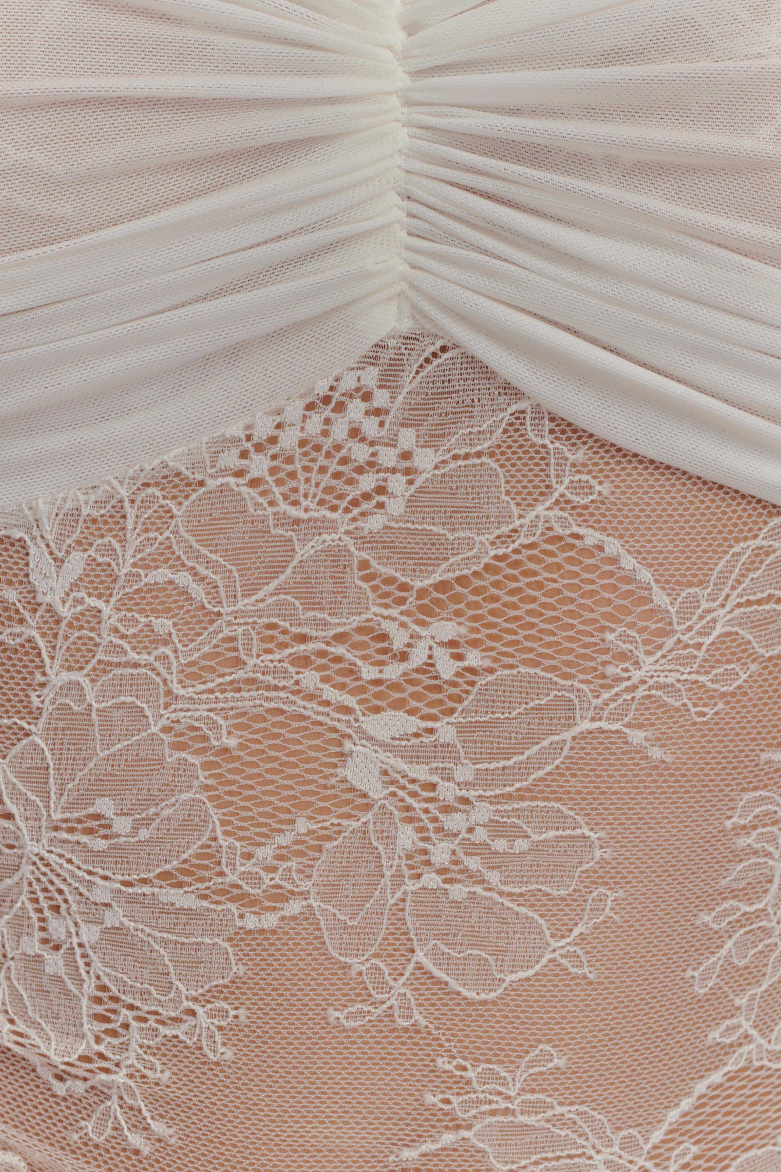 Guinevere Lace And Mesh Top - Ivory - Image 8